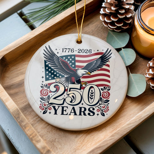 250th American Commemorative Christmas Ornament, United States Semiquincentennial Keepsake, Wholesale Case of 4