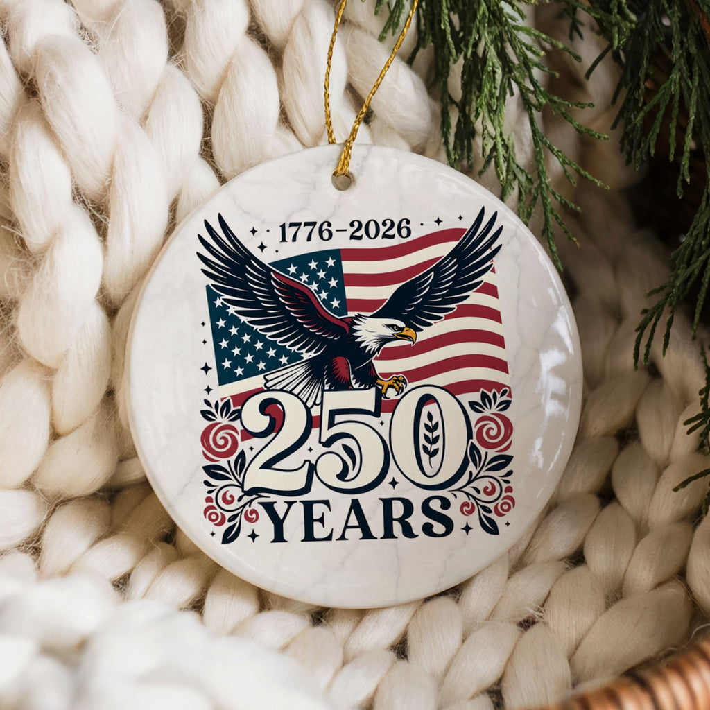 250th American Commemorative Christmas Ornament, United States Semiquincentennial Keepsake, Wholesale Case of 4
