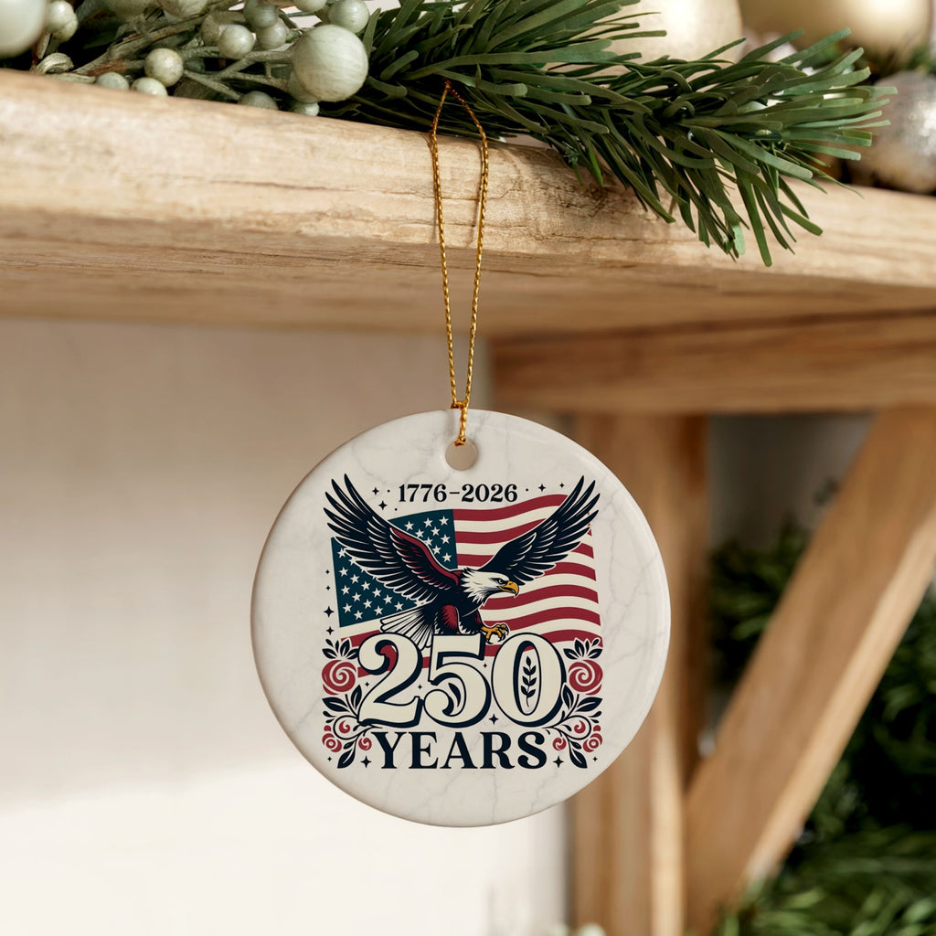 250th American Commemorative Christmas Ornament, United States Semiquincentennial Keepsake, Wholesale Case of 4