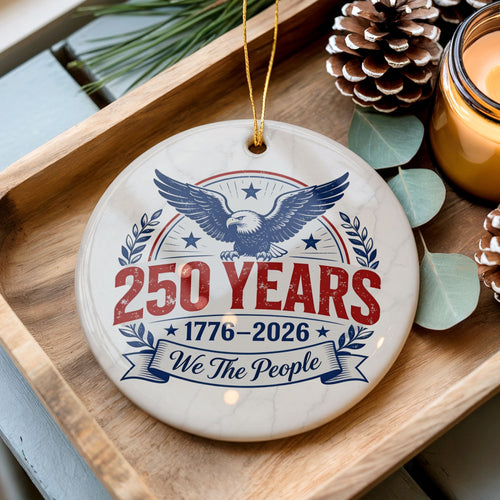 250th United States Anniversary Christmas Ornament, American Commemorative Gift, Wholesale Case of 4