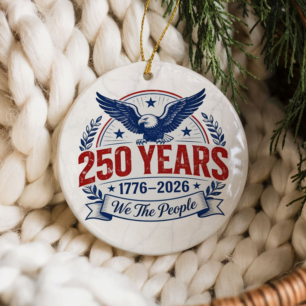 250th United States Anniversary Christmas Ornament, American Commemorative Gift, Wholesale Case of 4
