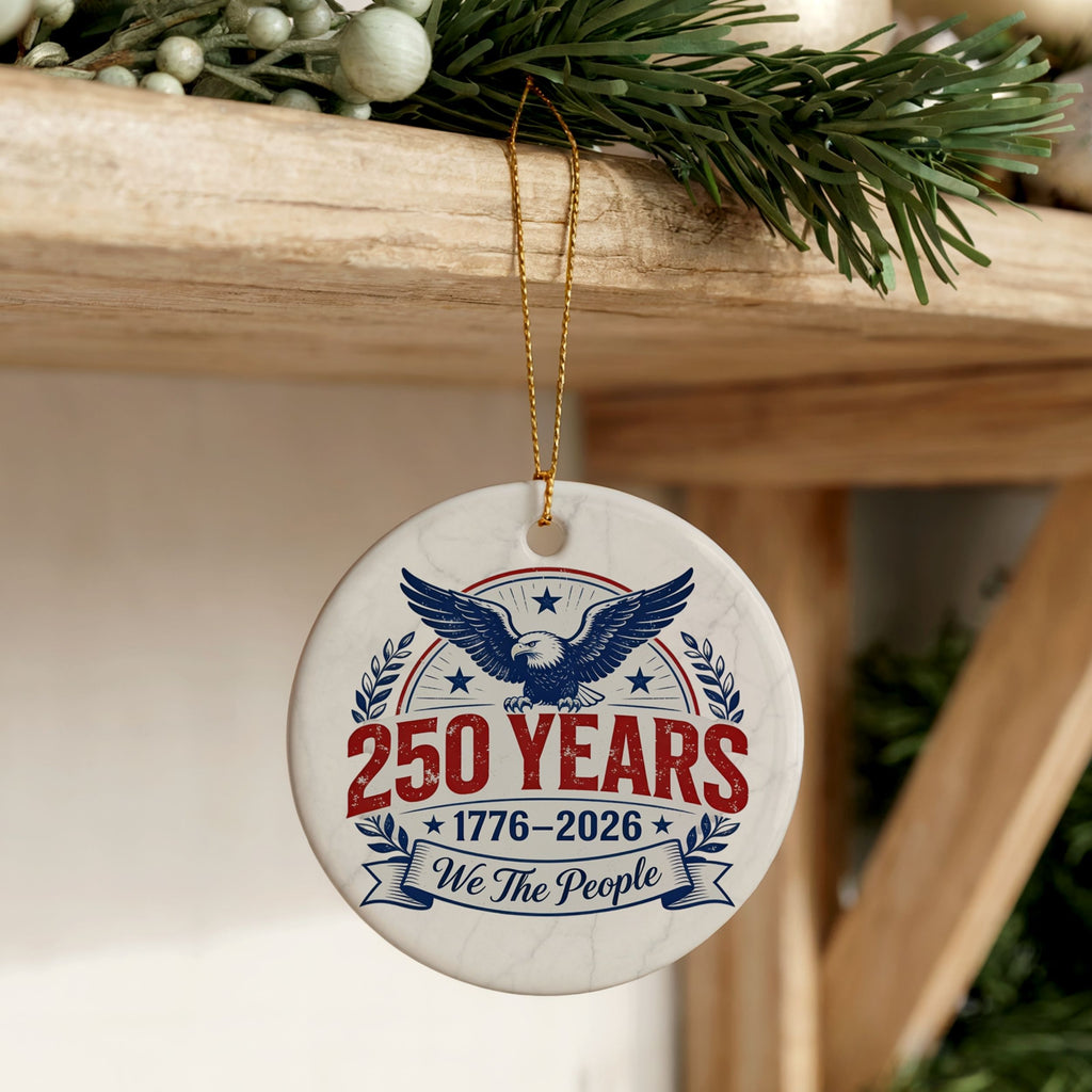 250th United States Anniversary Christmas Ornament, American Commemorative Gift, Wholesale Case of 4