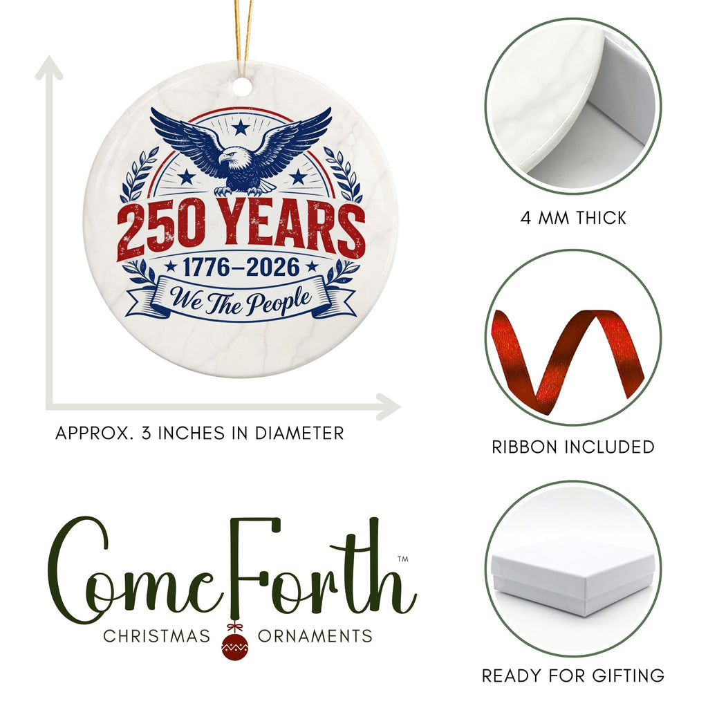 250th United States Anniversary Christmas Ornament, American Commemorative Gift, Wholesale Case of 4