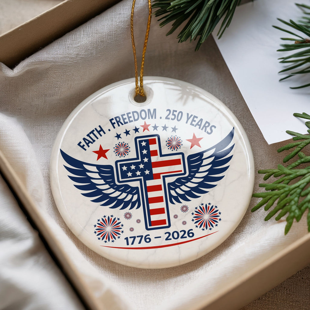 250 Years American Commemorative Christmas Ornament, United States Semiquincentennial Keepsake, Wholesale Case of 4