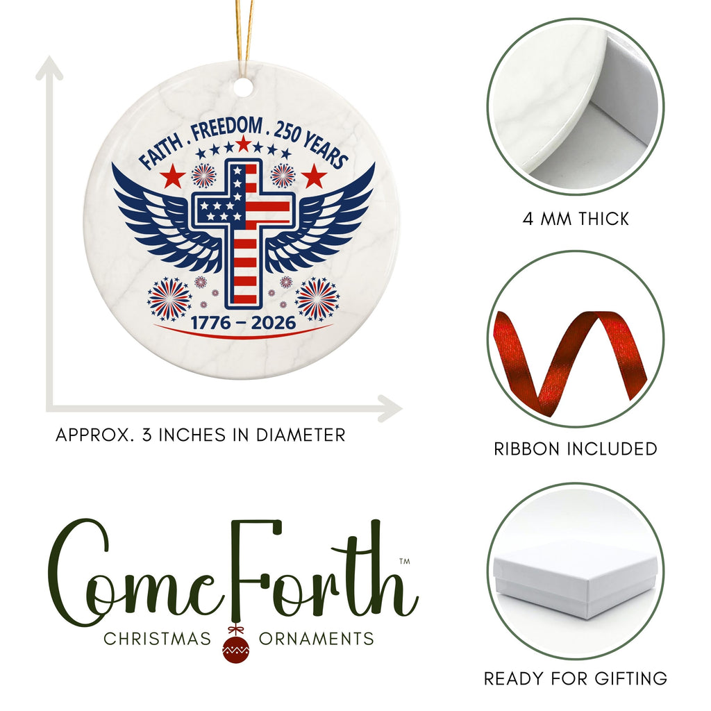 250 Years American Commemorative Christmas Ornament, United States Semiquincentennial Keepsake, Wholesale Case of 4