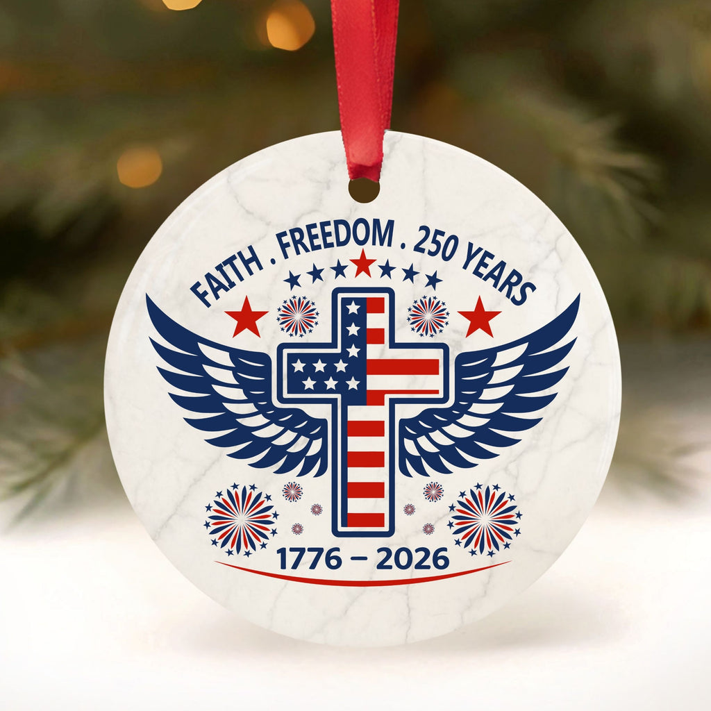 250 Years American Commemorative Christmas Ornament, United States Semiquincentennial Keepsake, Wholesale Case of 4