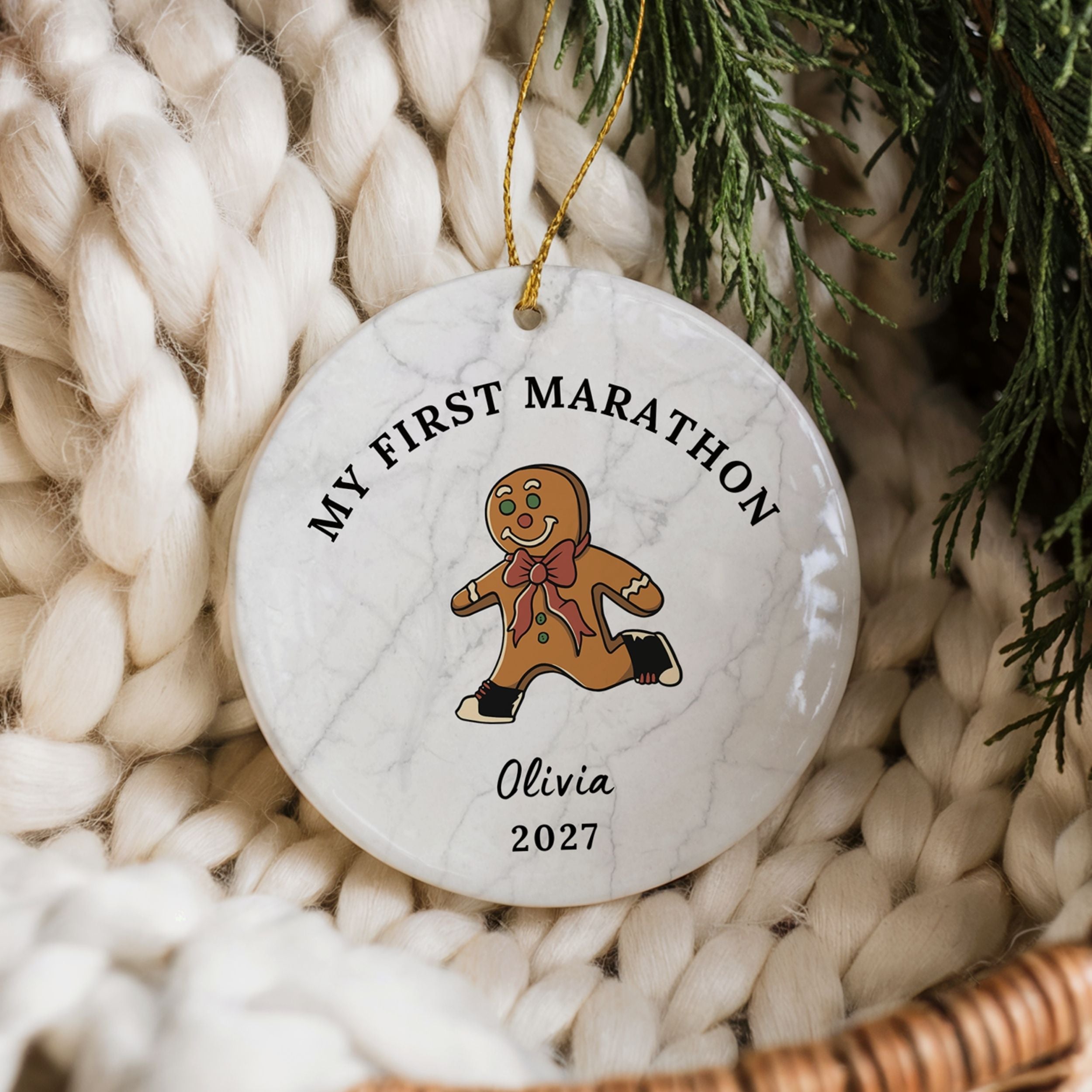 Personalized Running Christmas Ornament, Custom Gift for Runner