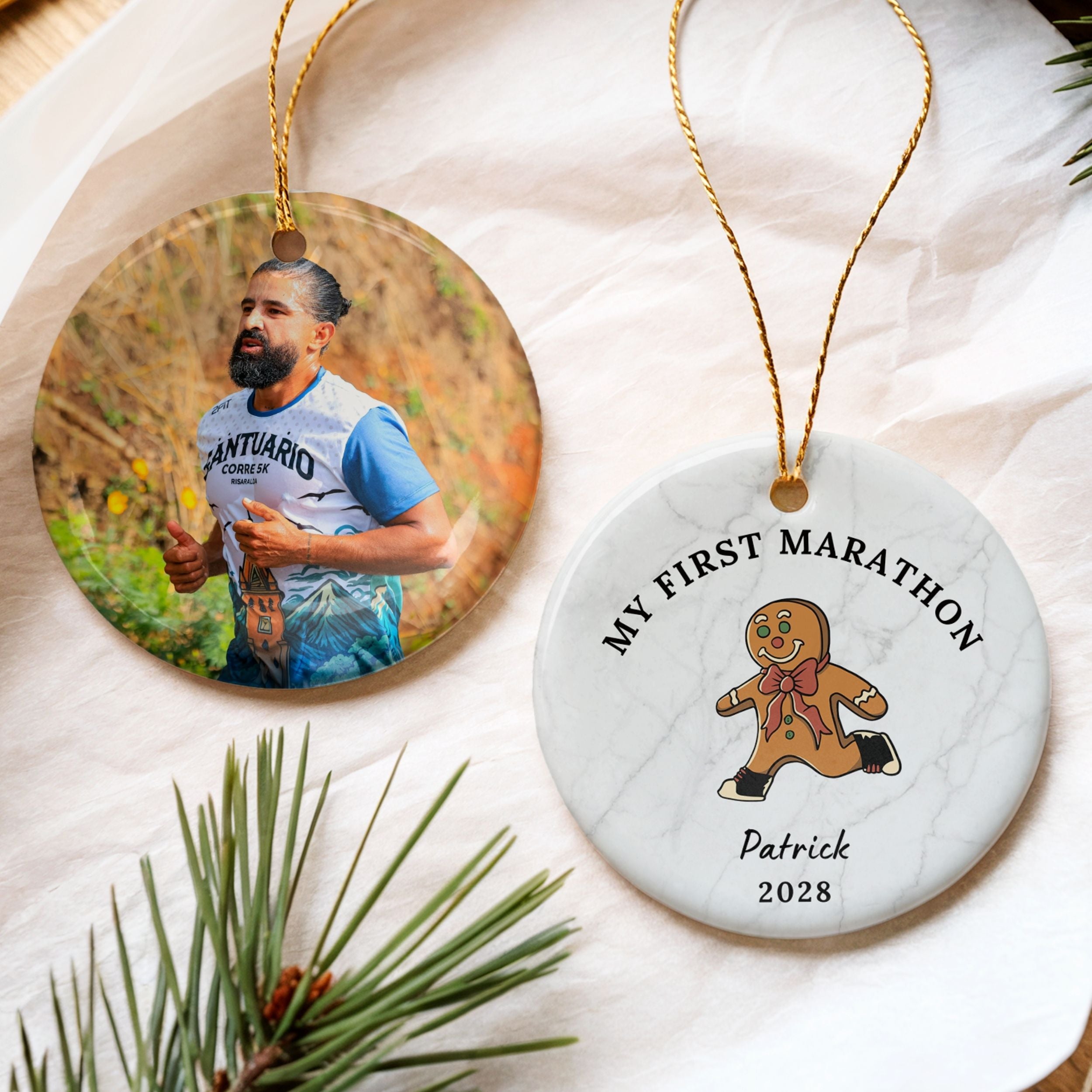 Personalized Running Christmas Ornament, Custom Gift for Runner