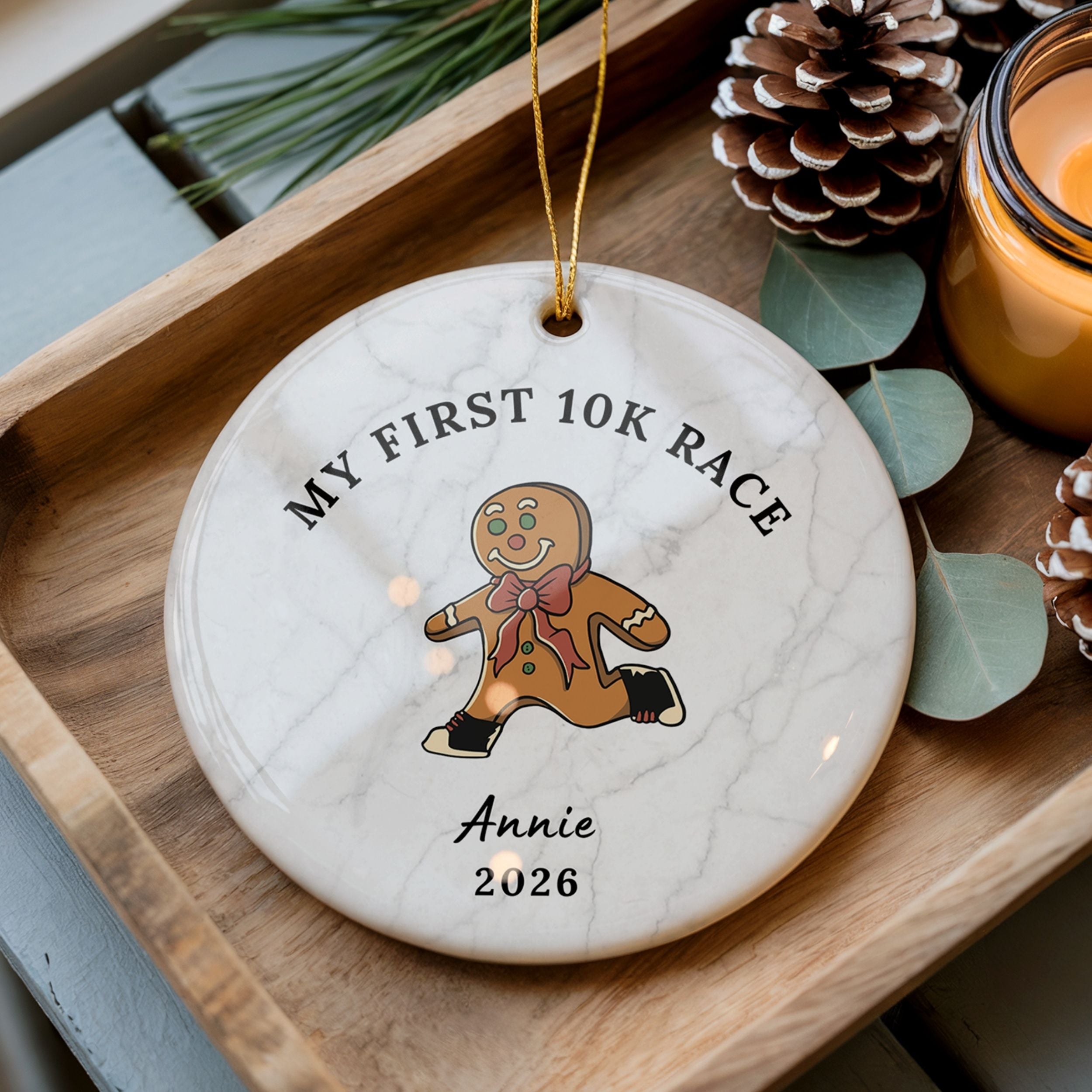 Personalized Running Christmas Ornament, Custom Gift for Runner
