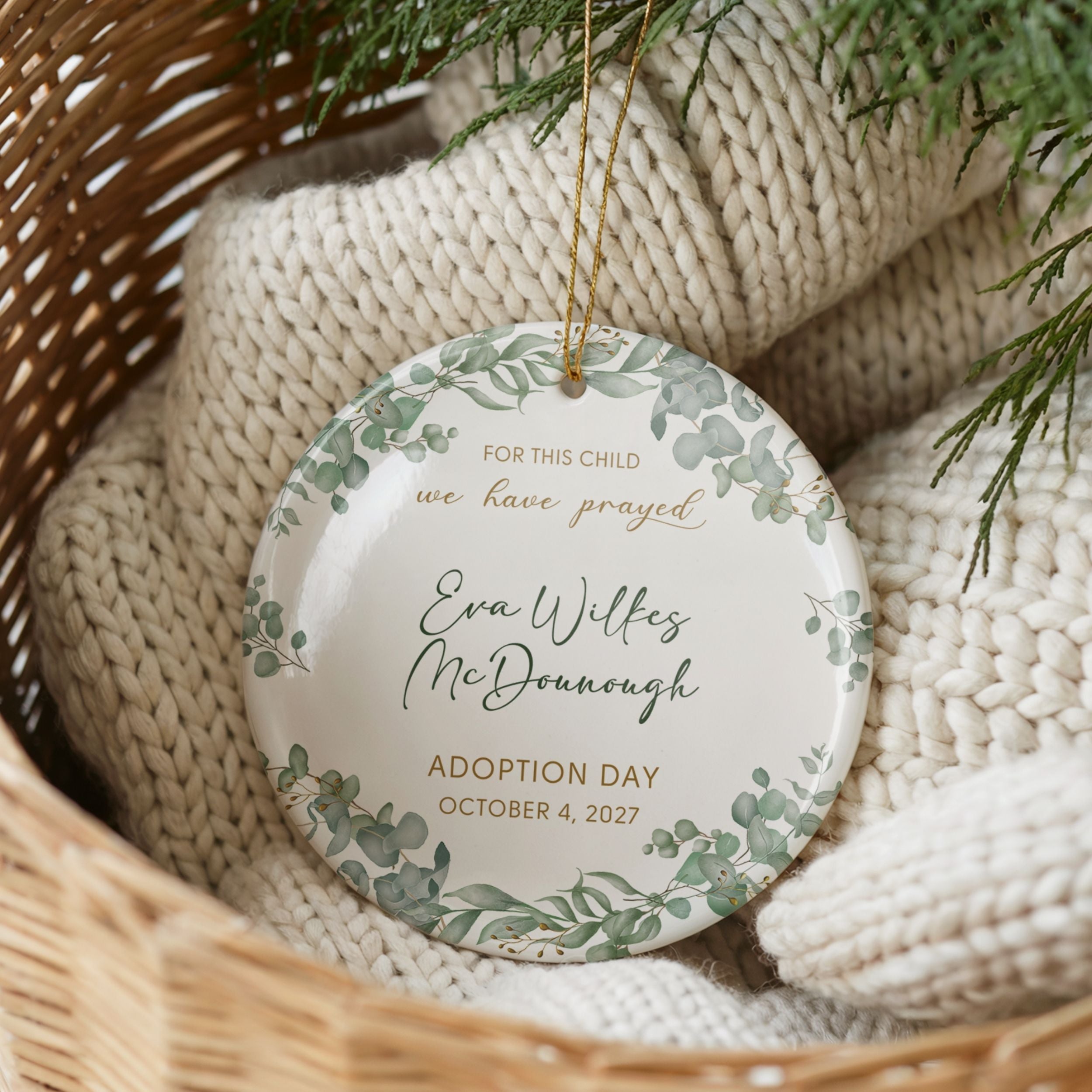 Adoption Christmas Ornament, Personalized Gotcha Day Gift