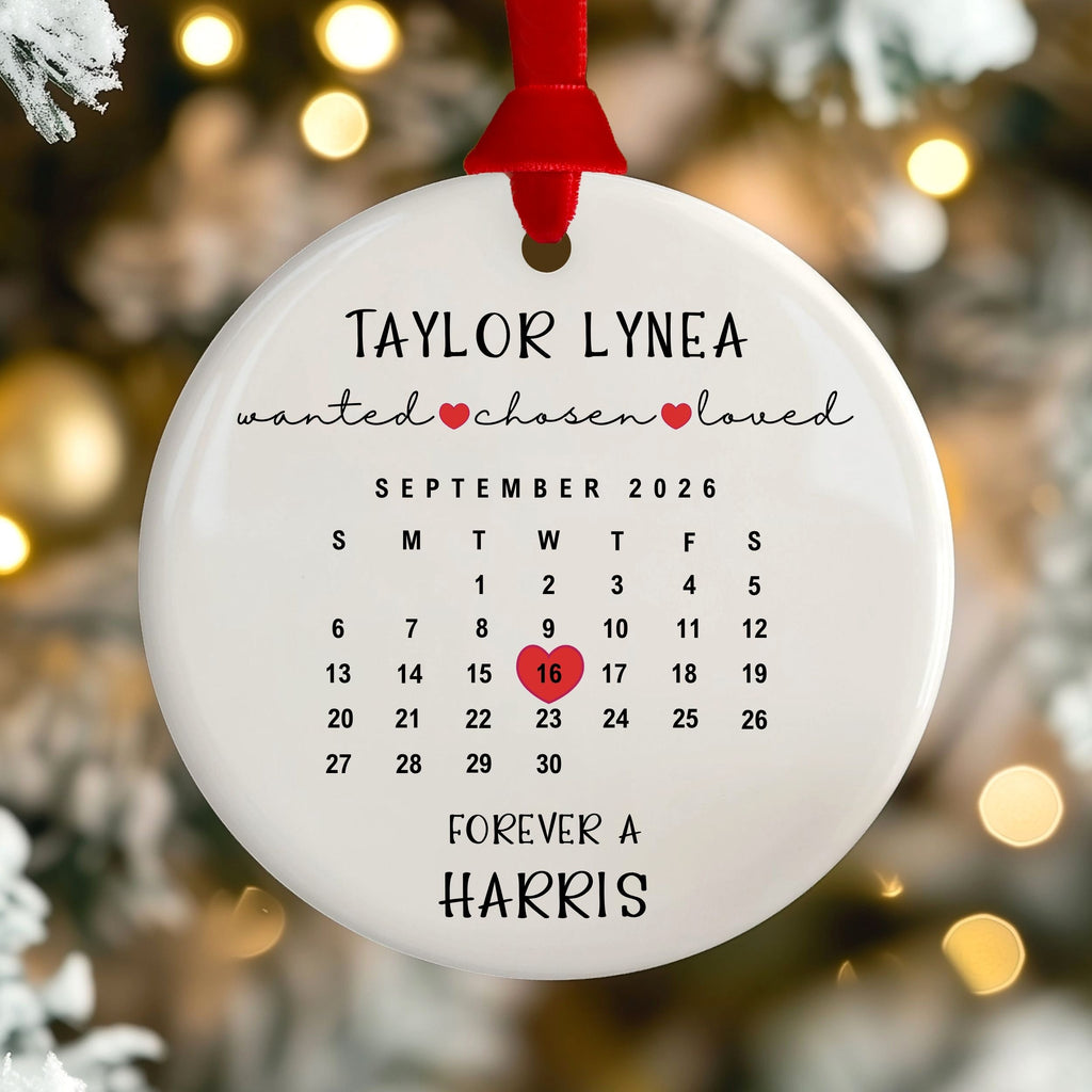 Adoption Christmas Ornament, Custom Calendar Gotcha Day Gift