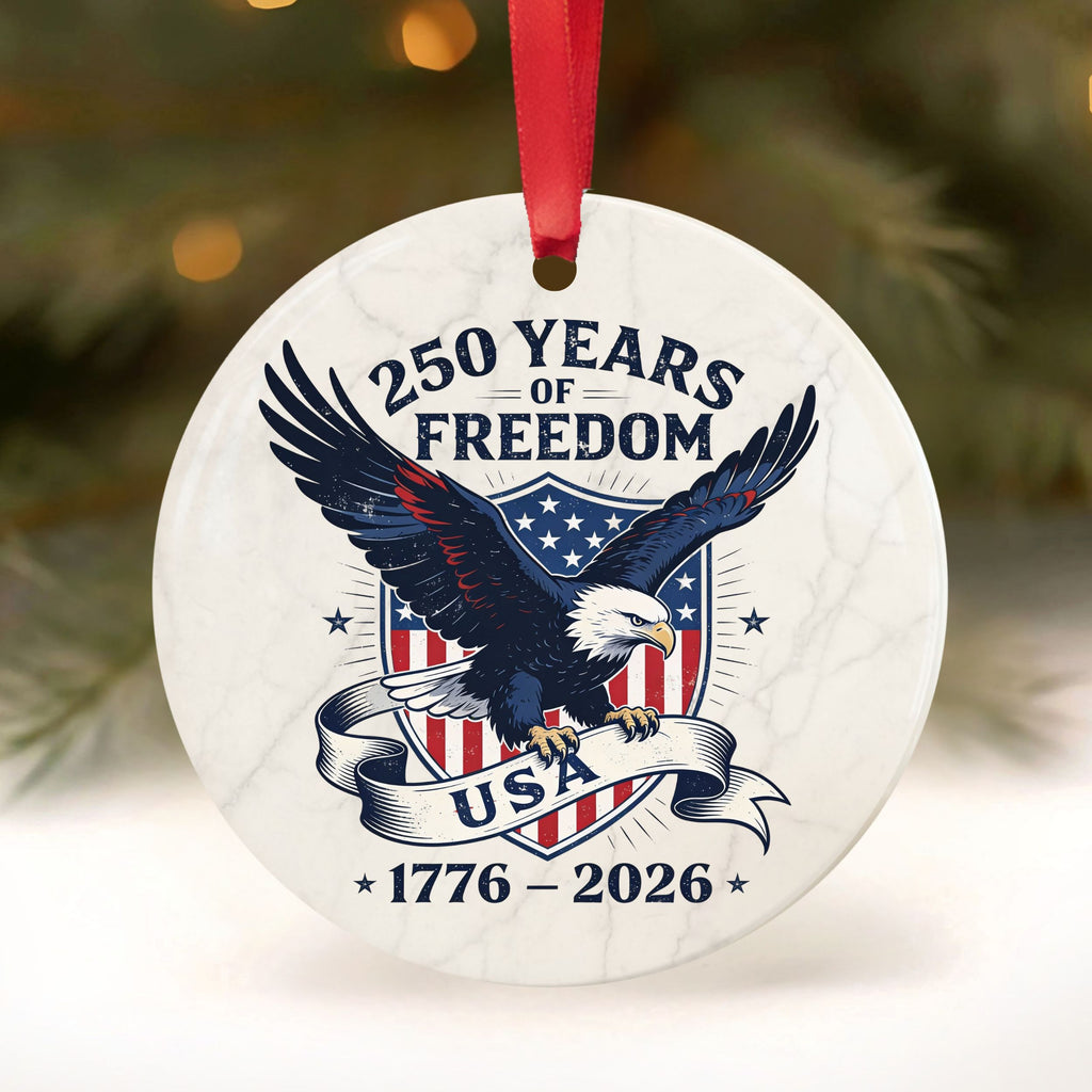 American 250th Commemorative Christmas Ornament, United States Semiquincentennial Keepsake, Wholesale Case of 4