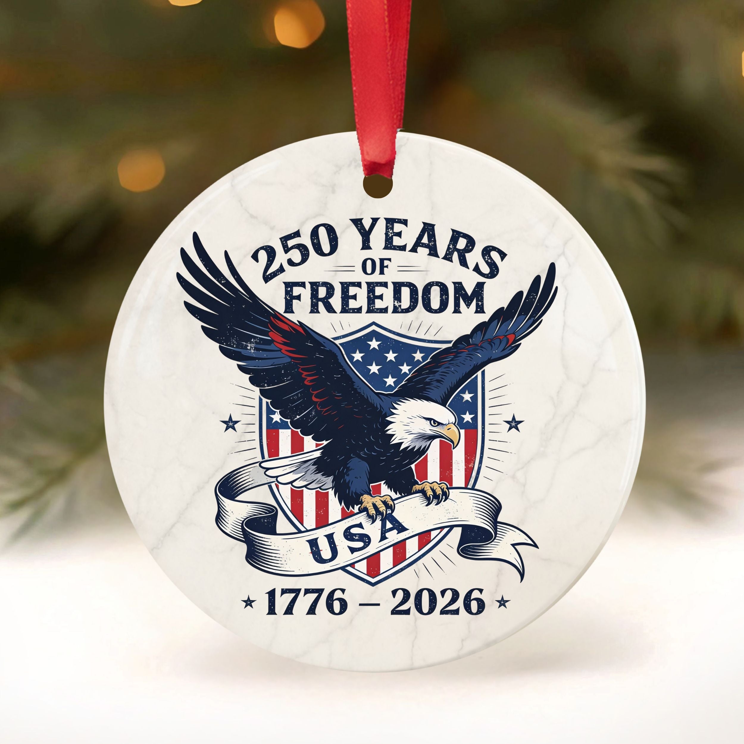 American 250th Commemorative Christmas Ornament, United States Semiquincentennial Keepsake, Wholesale Case of 4