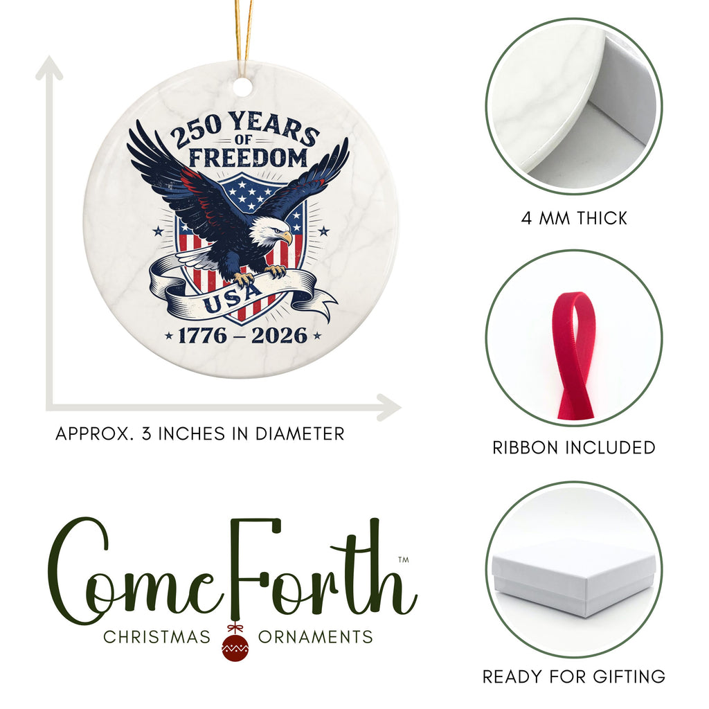 American 250th Commemorative Christmas Ornament, United States Semiquincentennial Keepsake, Wholesale Case of 4