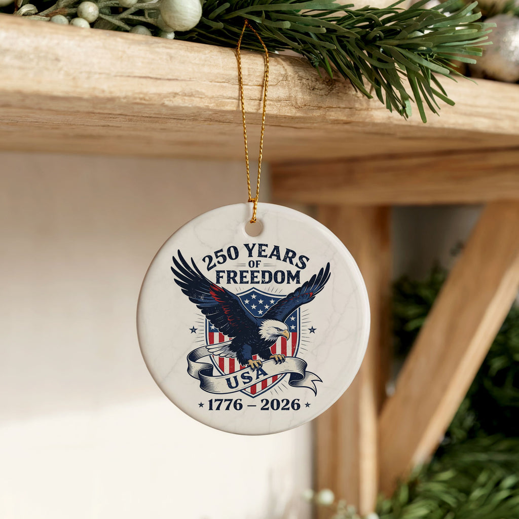 American 250th Commemorative Christmas Ornament, United States Semiquincentennial Keepsake, Wholesale Case of 4