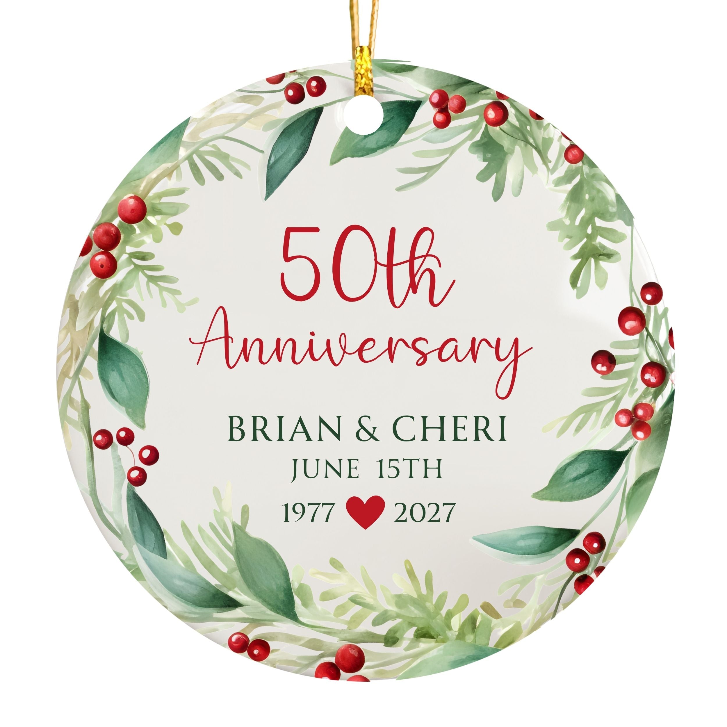 Anniversary Christmas Ornament, Personalized Anniversary Gift