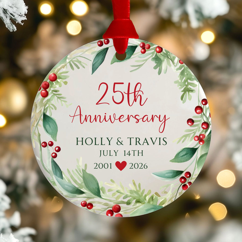 Anniversary Christmas Ornament, Personalized Anniversary Gift