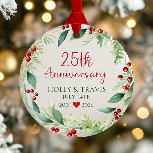 Anniversary Christmas Ornament, Personalized Anniversary Gift