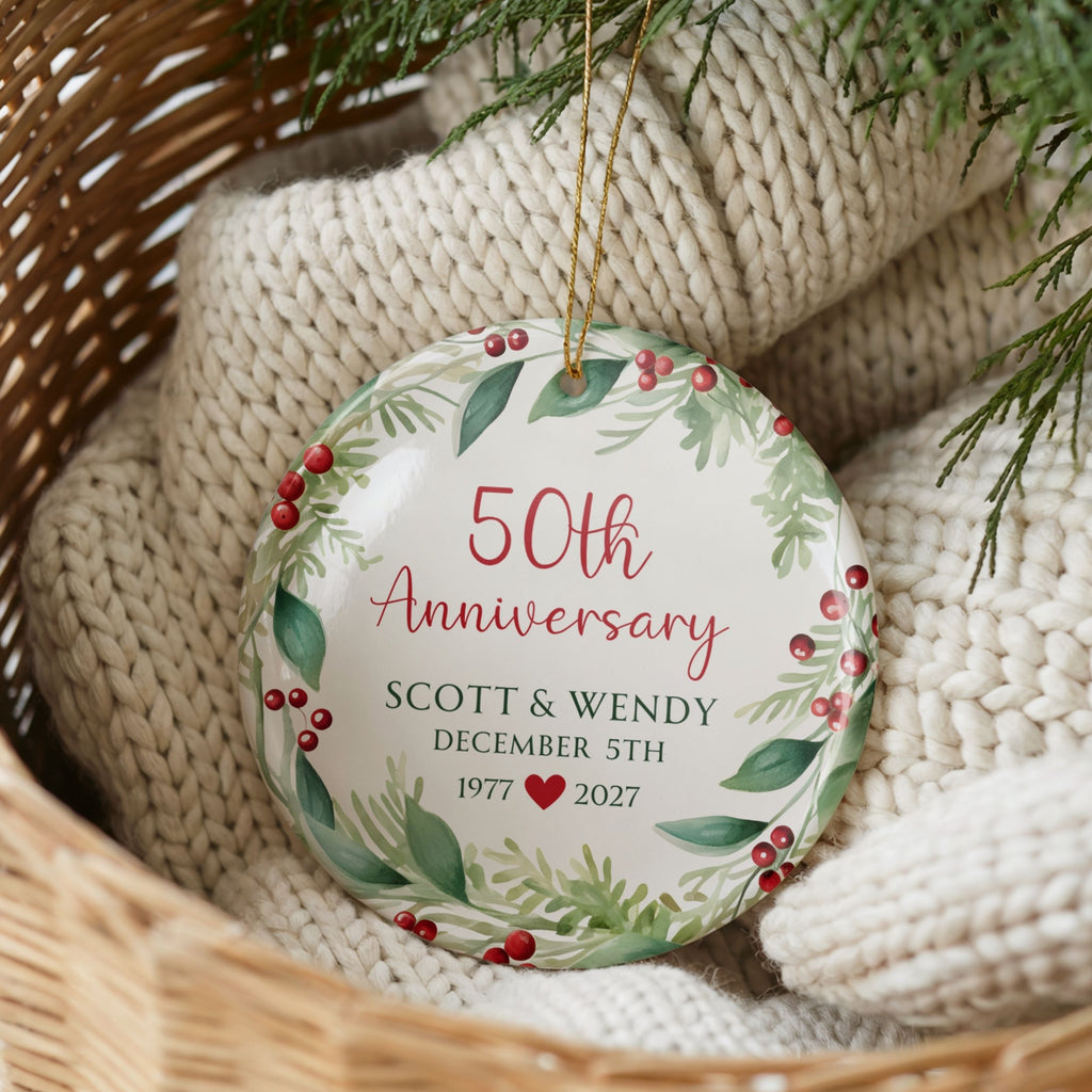 Anniversary Christmas Ornament, Personalized Anniversary Gift