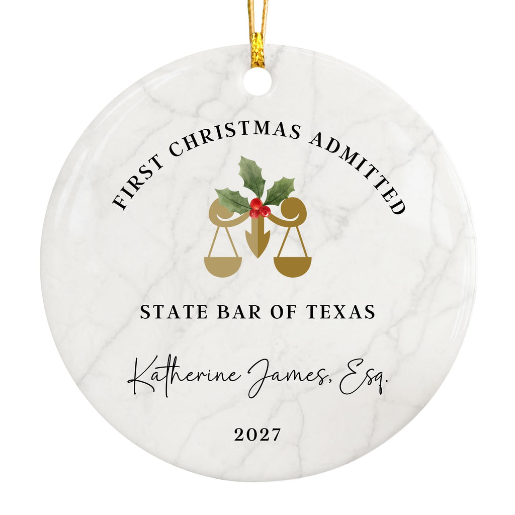 Attorney Ornament, First Christmas Admitted, New Lawyer Graduation Gift