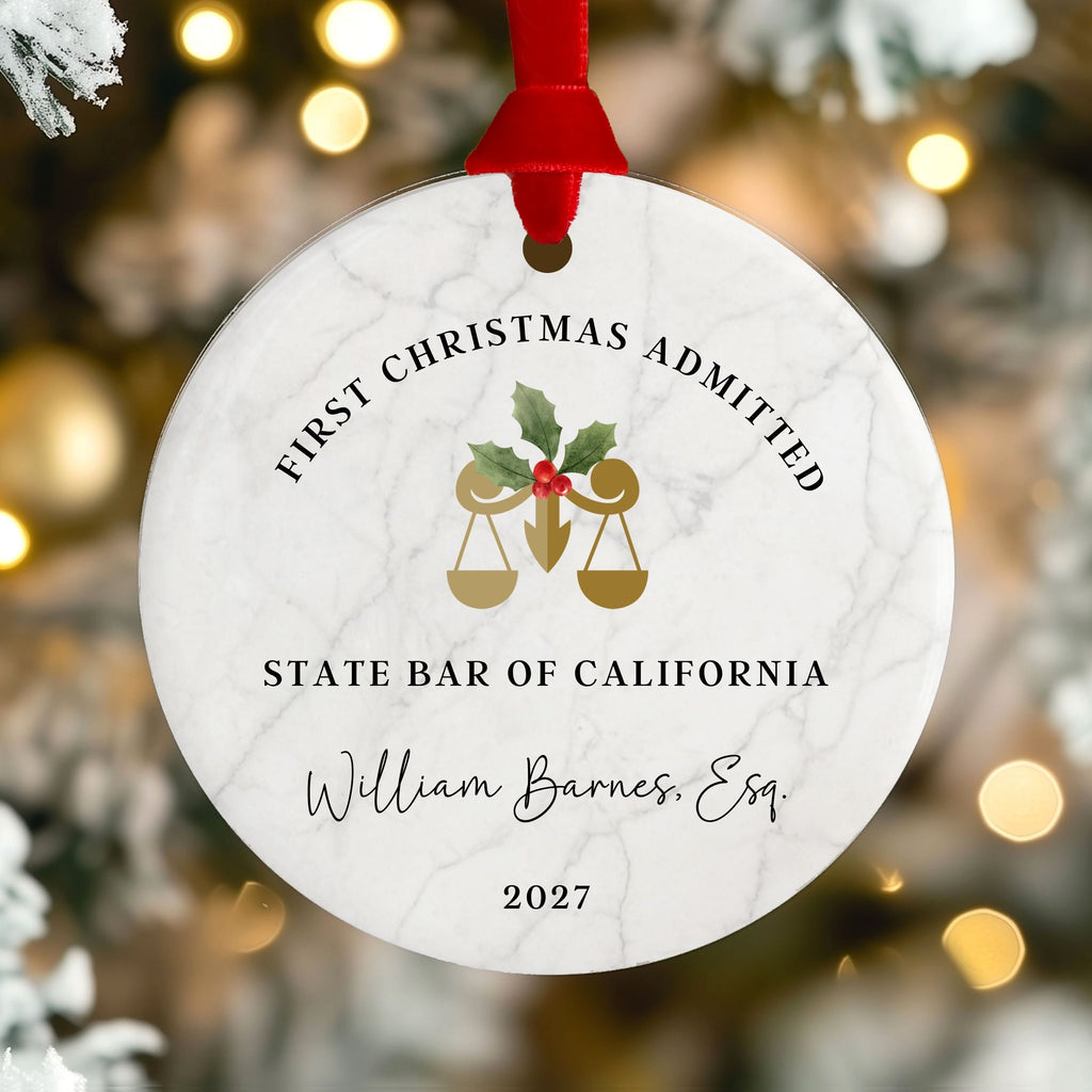 Attorney Ornament, First Christmas Admitted, New Lawyer Graduation Gift
