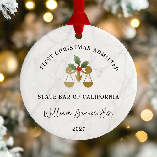 Attorney Ornament, First Christmas Admitted, New Lawyer Graduation Gift