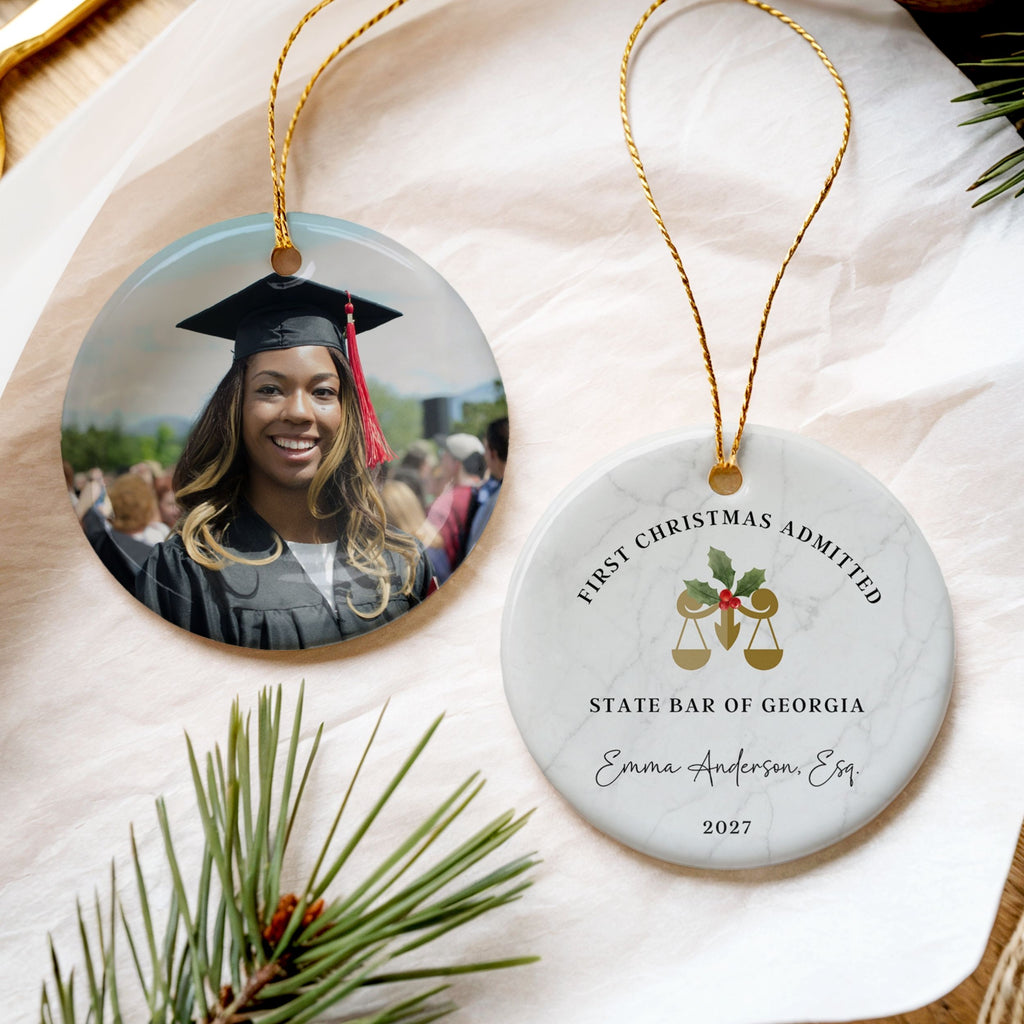 Attorney Ornament, First Christmas Admitted, New Lawyer Graduation Gift