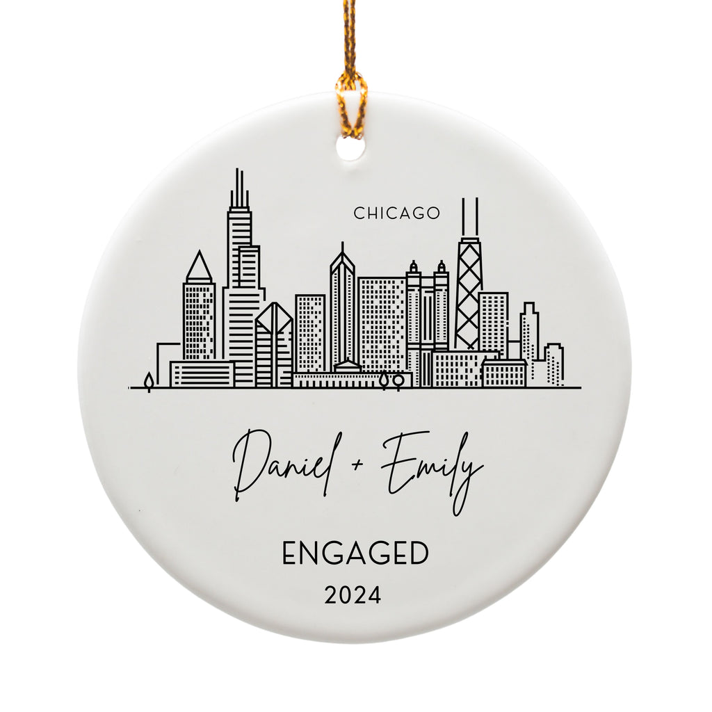 City Skyline Engagement Ornament