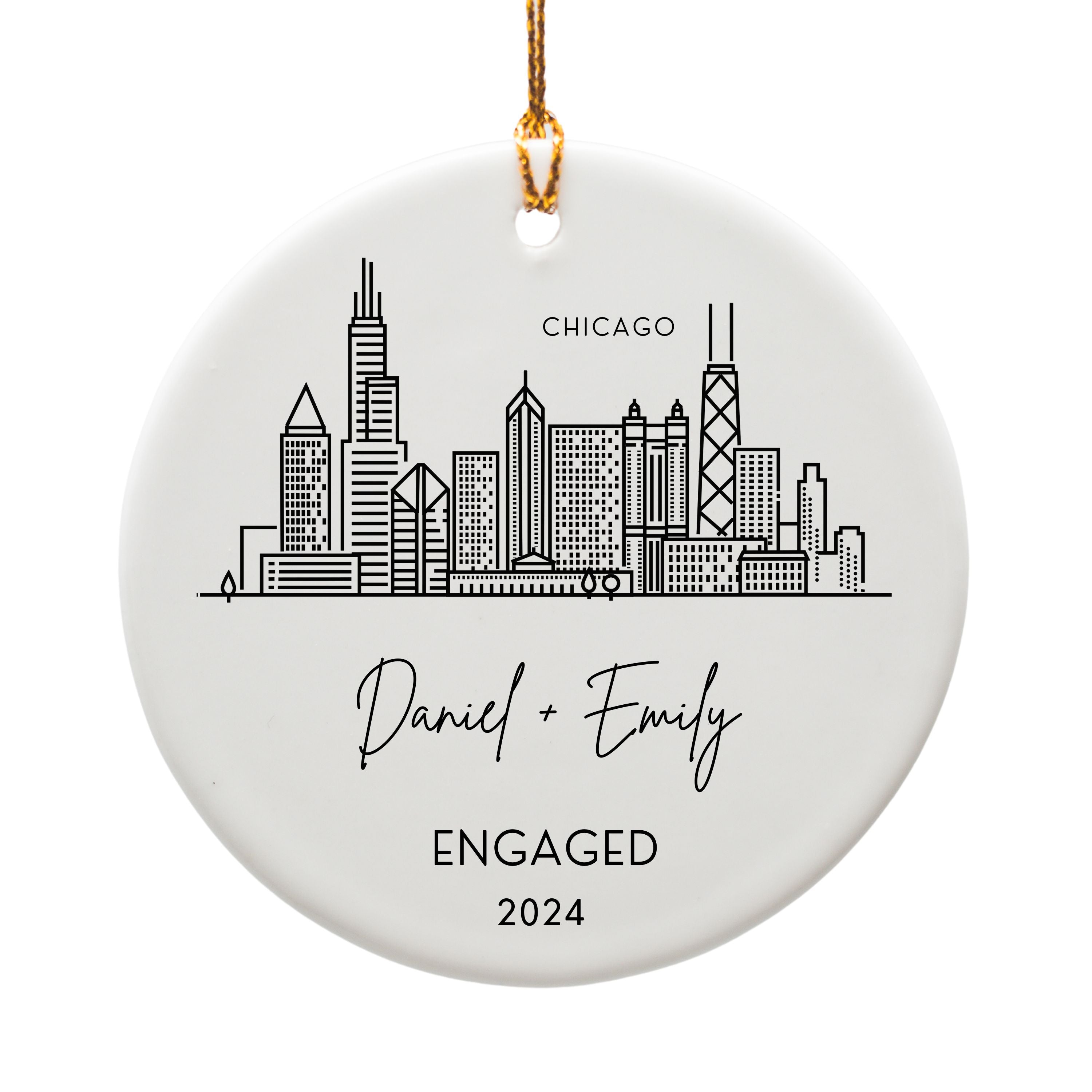 City Skyline Engagement Ornament