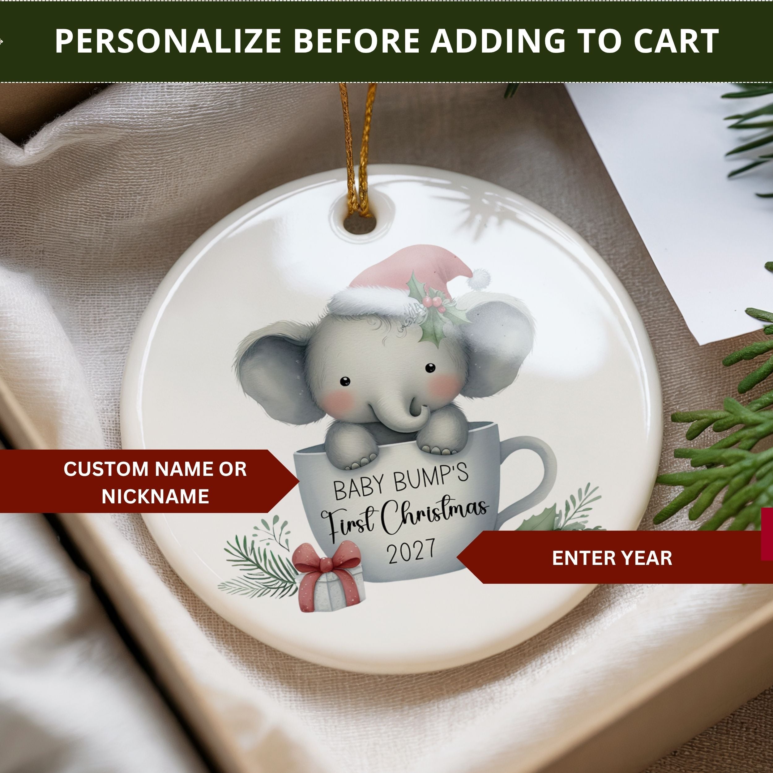 Baby Bump Christmas Ornament, Ultrasound Keepsake