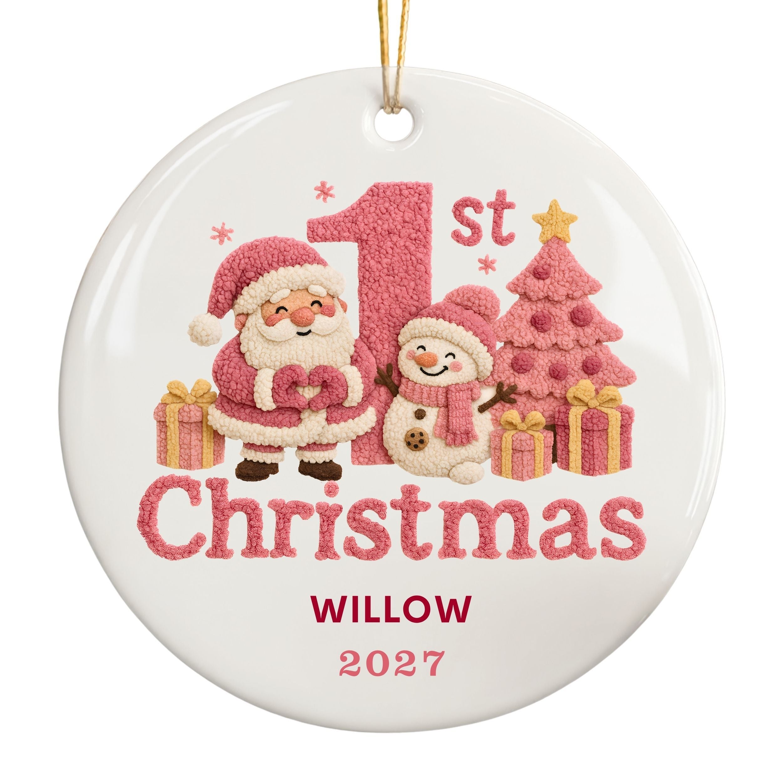Baby Girl First Christmas Ornament, Personalized Newborn Holiday Keepsake