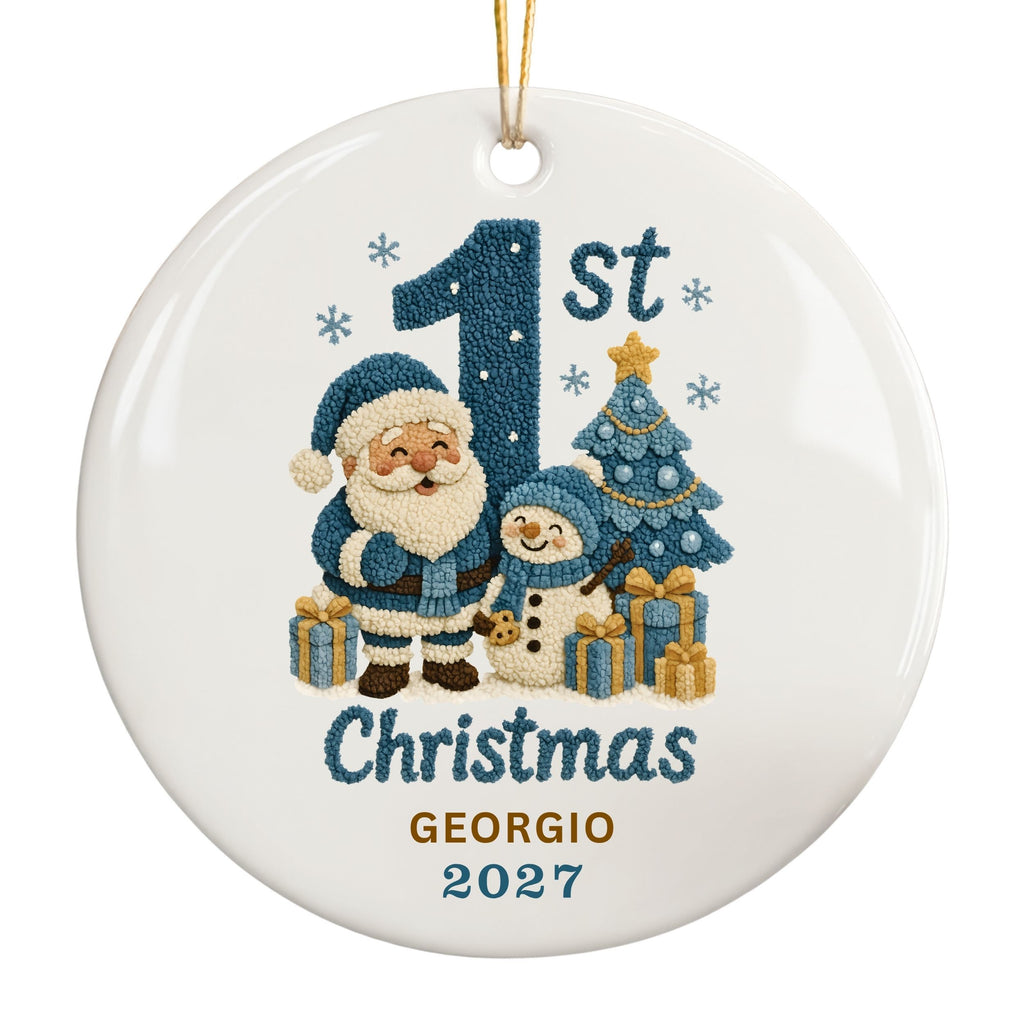 Baby Boy First Christmas Ornament, Custom Name Newborn Keepsake