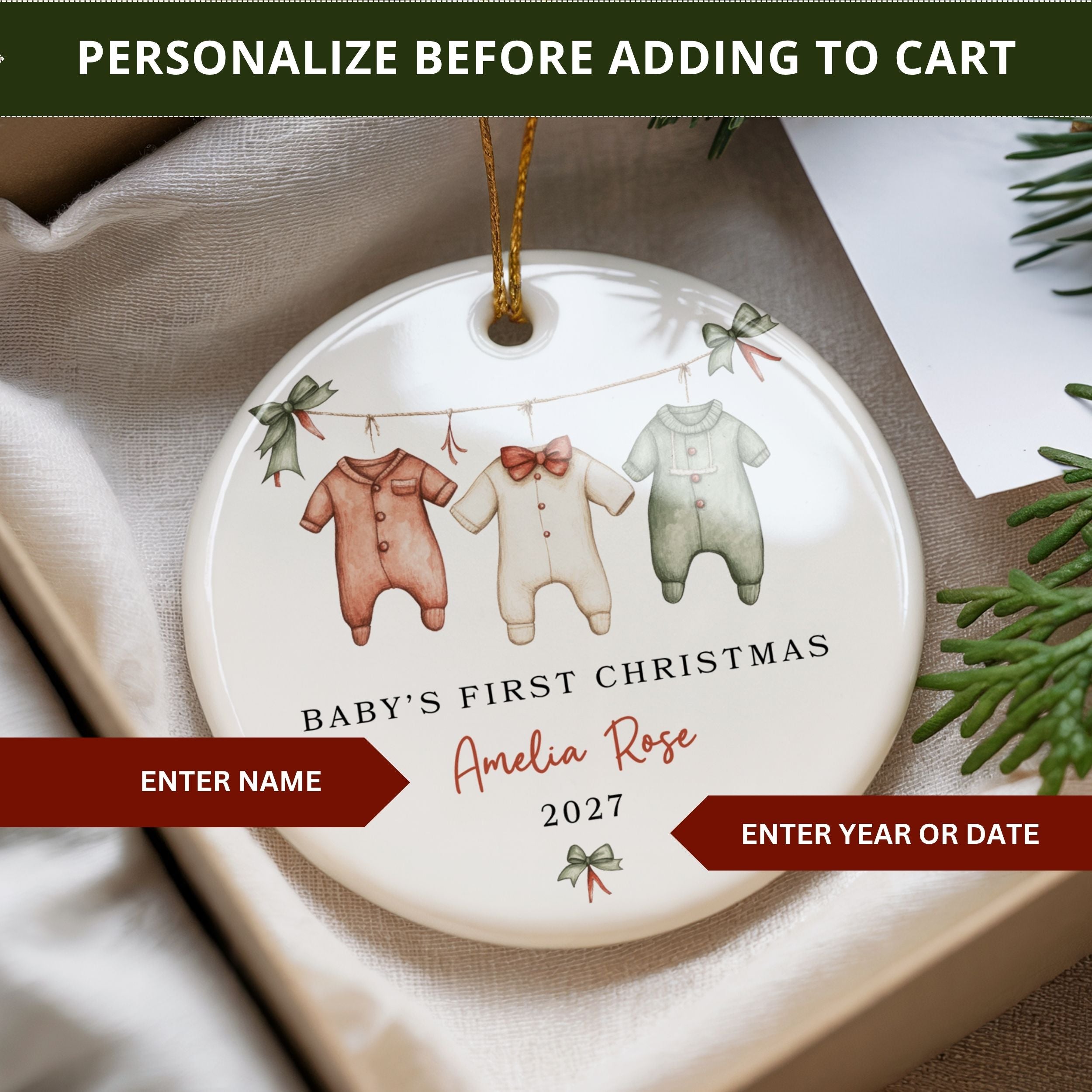 Baby's First Christmas Gender Neutral Newborn Ornament