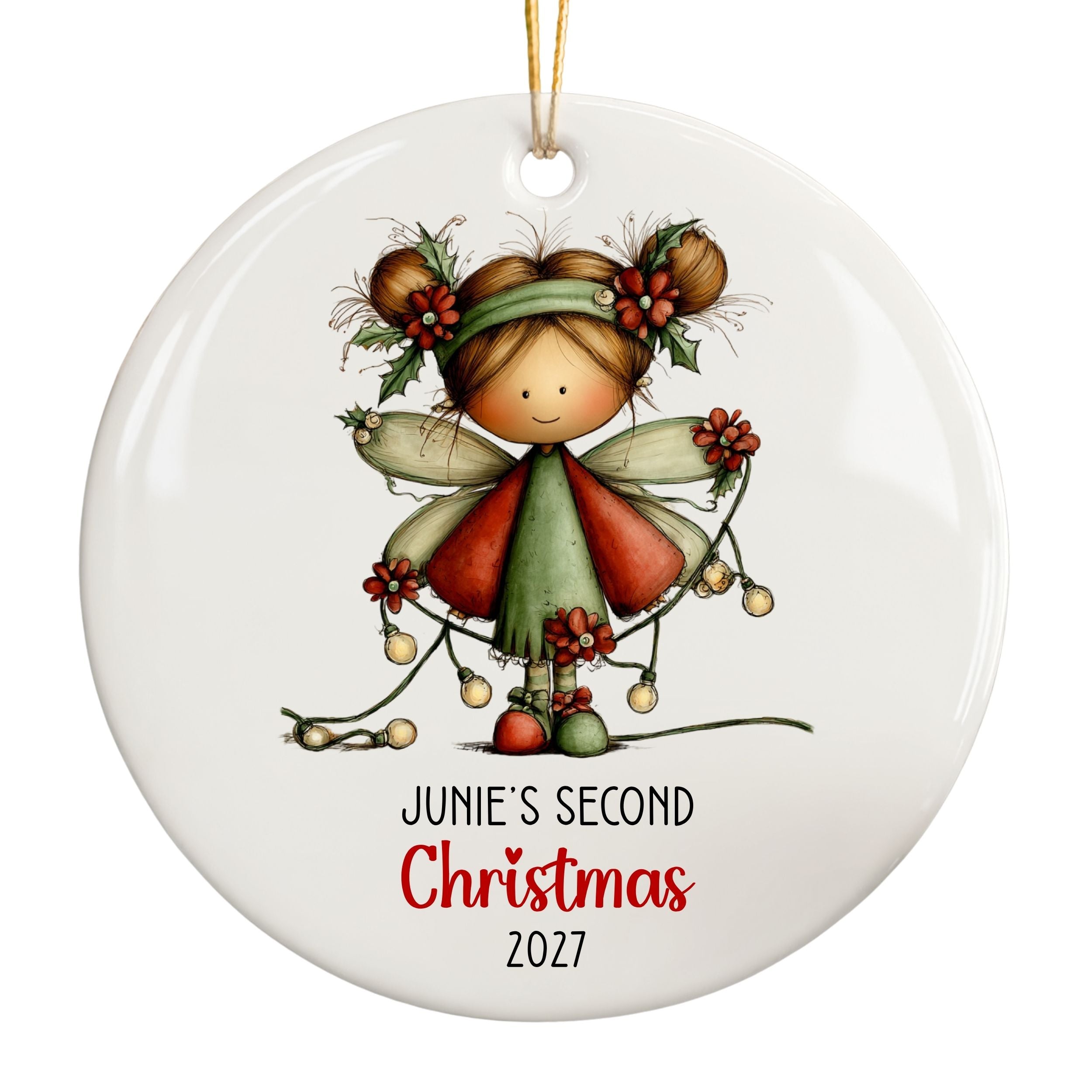 Baby's Second Christmas Ornament, Little Girl Custom Holiday Gift
