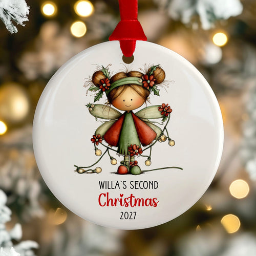 Baby's Second Christmas Ornament, Little Girl Custom Holiday Gift