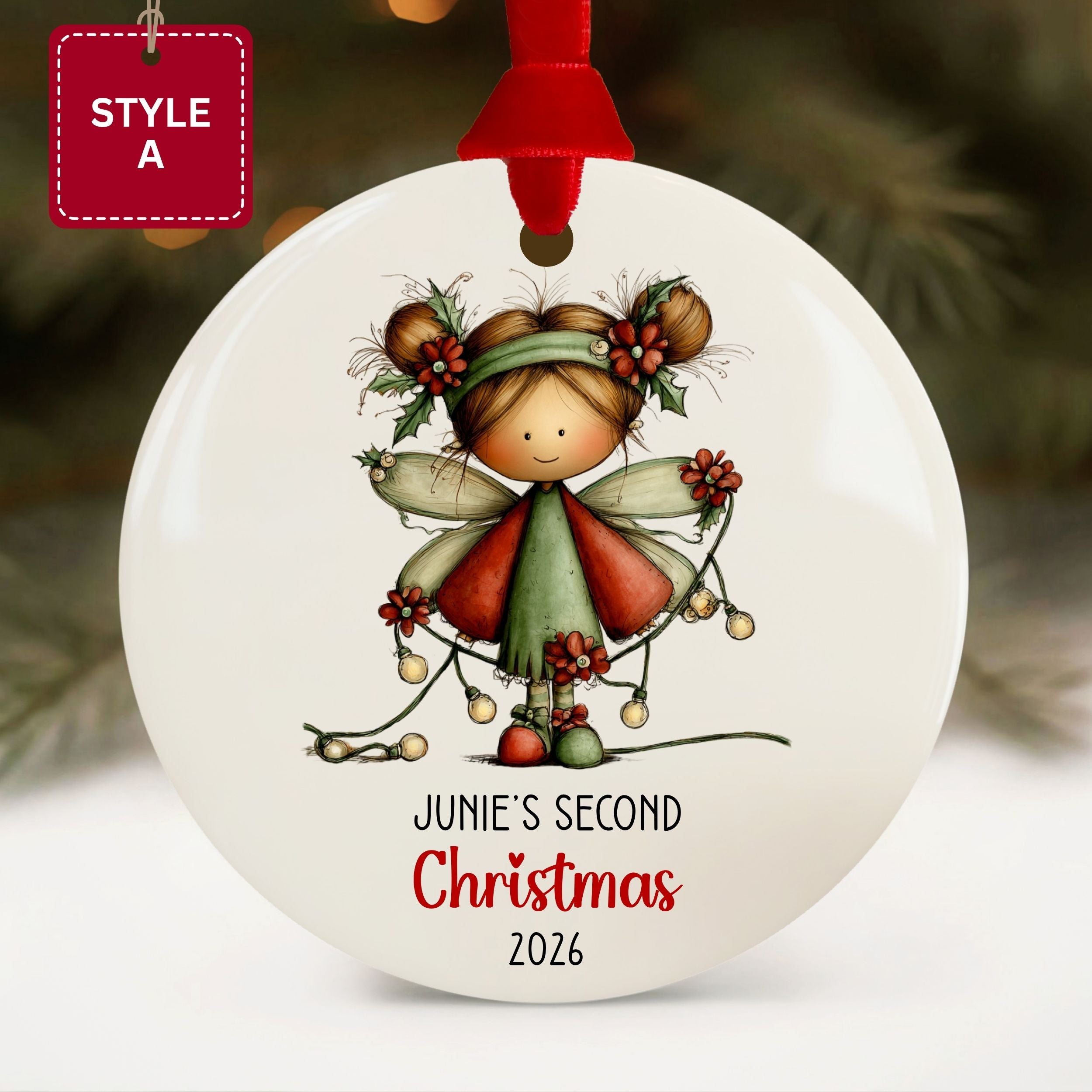 Baby's Second Christmas Ornament, Little Girl Custom Holiday Gift