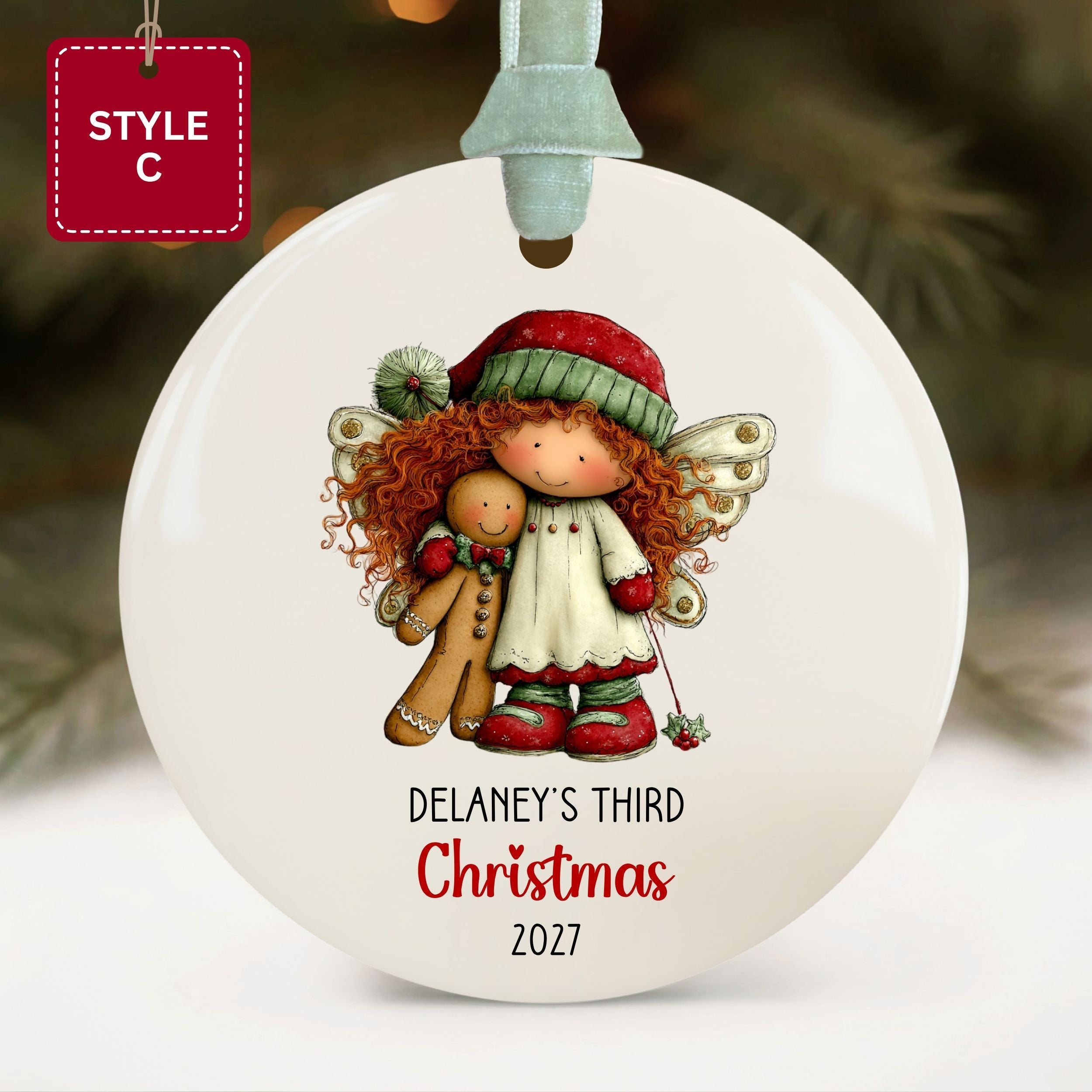 Baby's Second Christmas Ornament, Little Girl Custom Holiday Gift