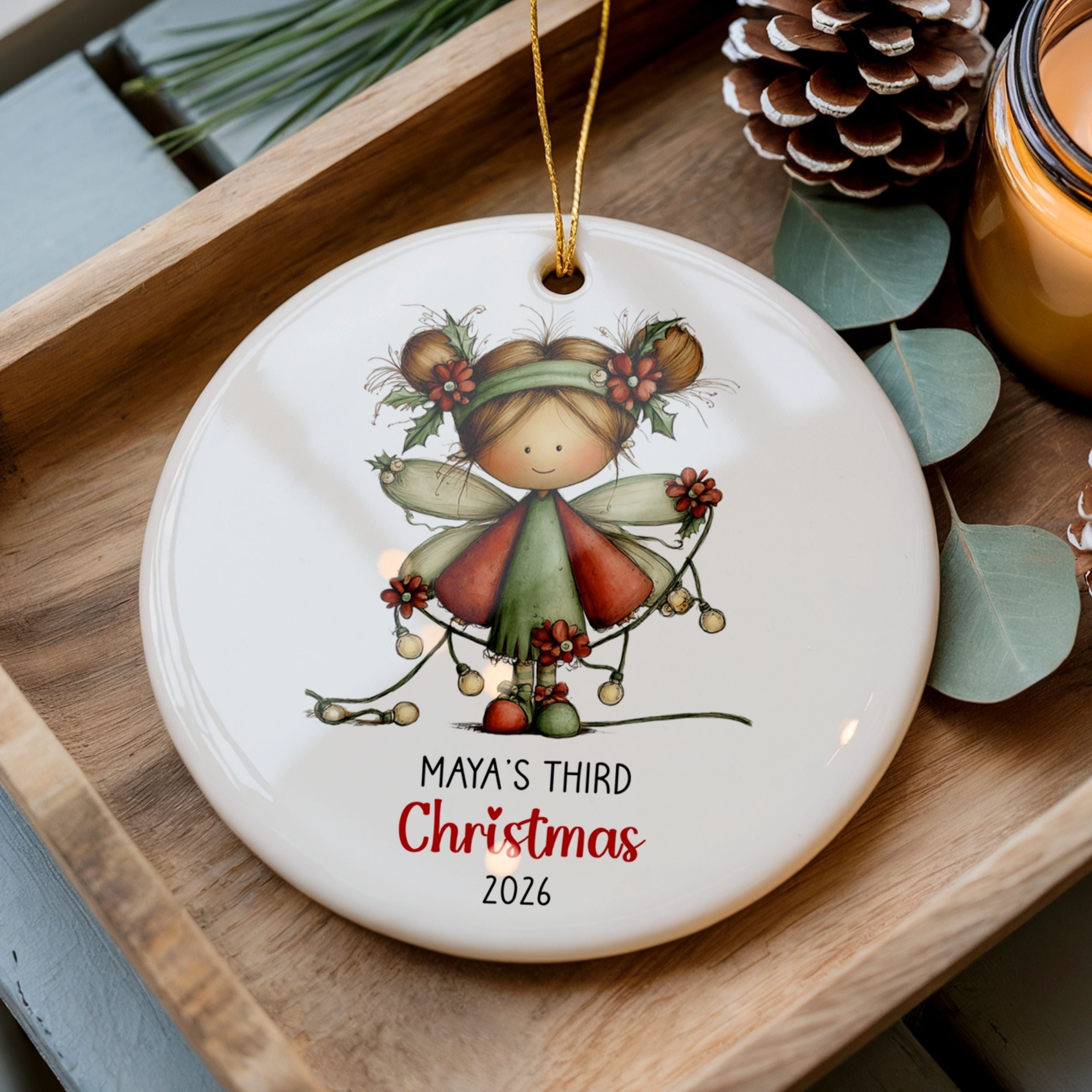 Baby's Second Christmas Ornament, Little Girl Custom Holiday Gift