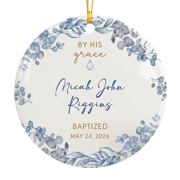 Baptism Ornament for Boy, Personalized Baby Dedication Gifts, Droplet
