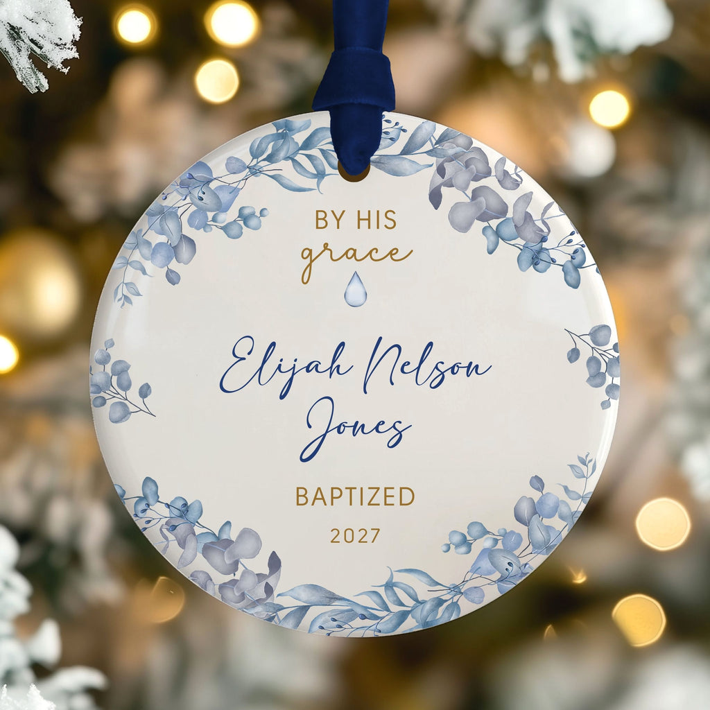 Baptism Ornament for Boy, Personalized Baby Dedication Gifts, Droplet