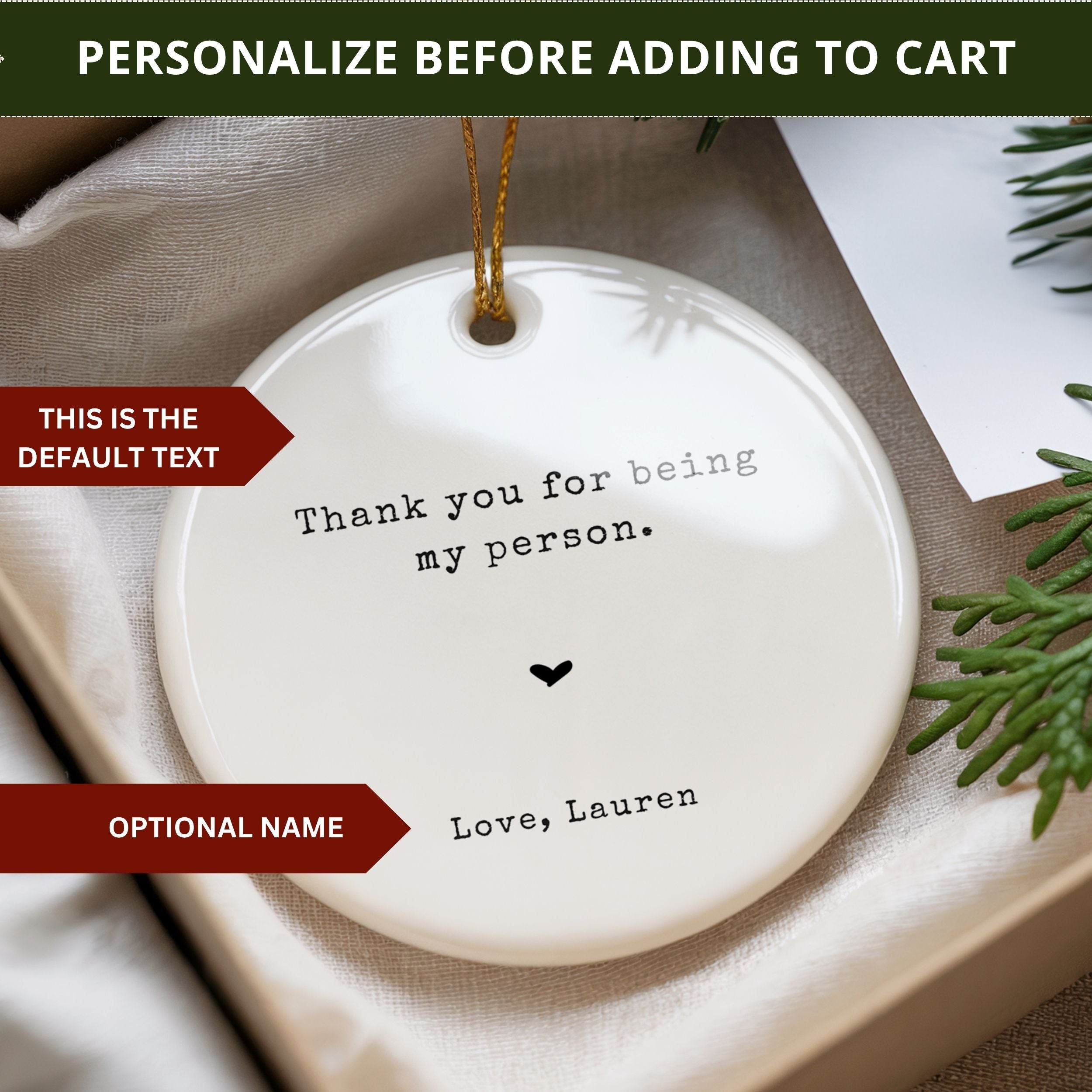 Thank You for Being My Person, Best Friend Ornament