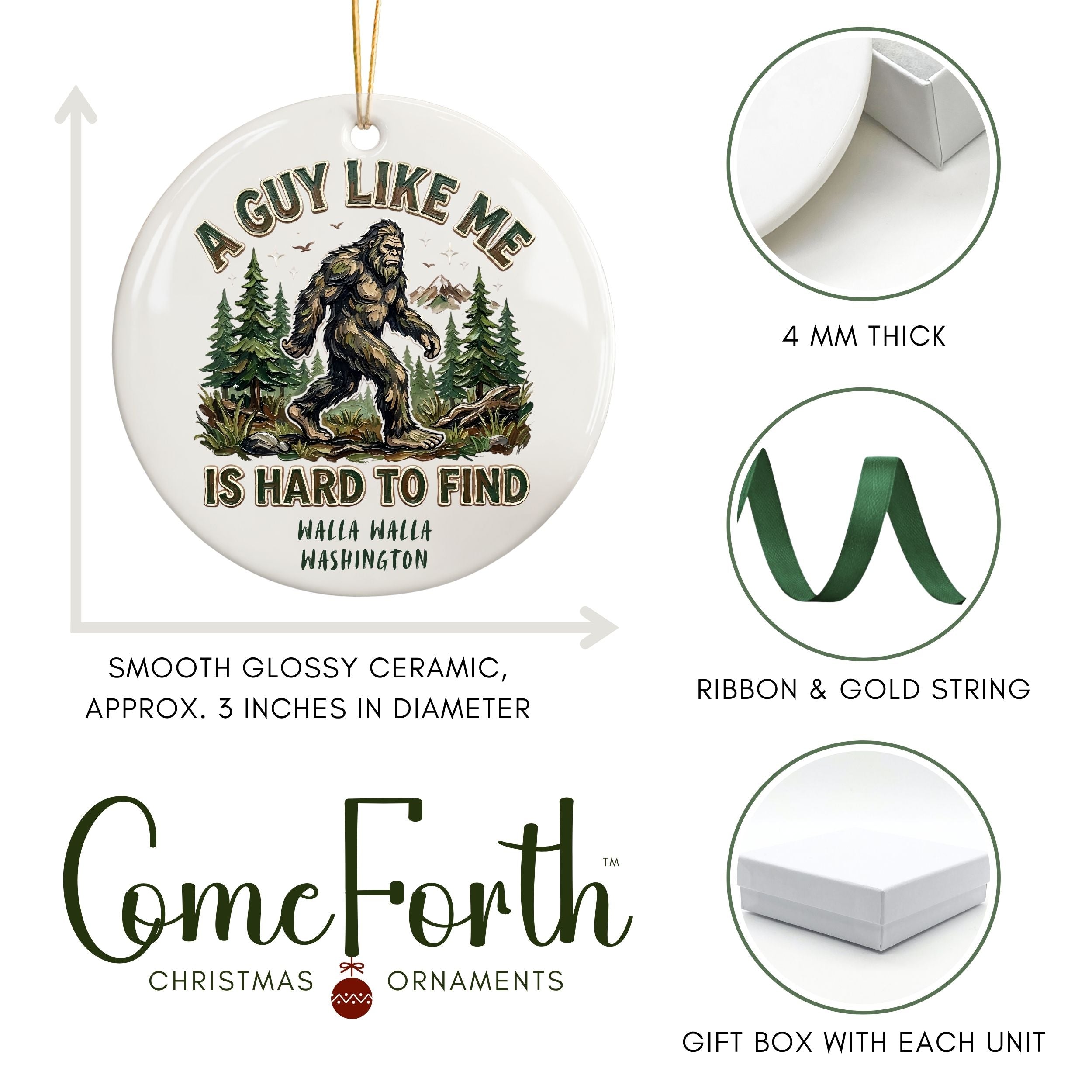 Bigfoot Ornament, Custom Sasquatch Souvenir Gifts, Wholesale Case of 4