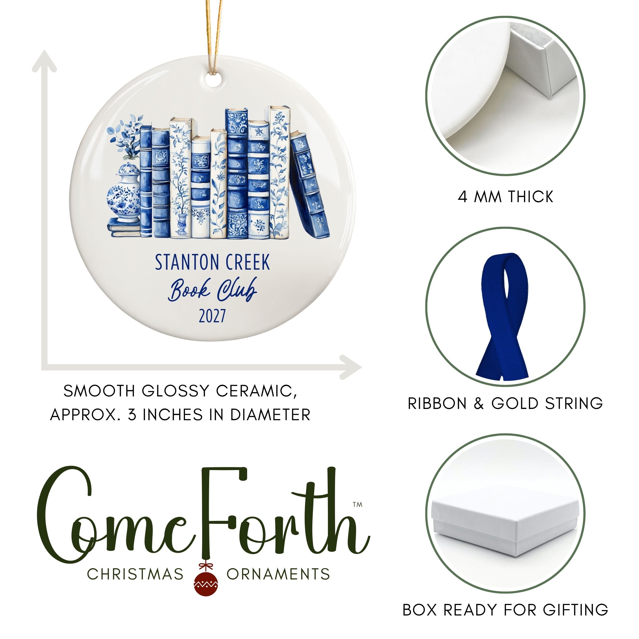 Book Club Christmas Ornament, Bookish Gifts for Readers