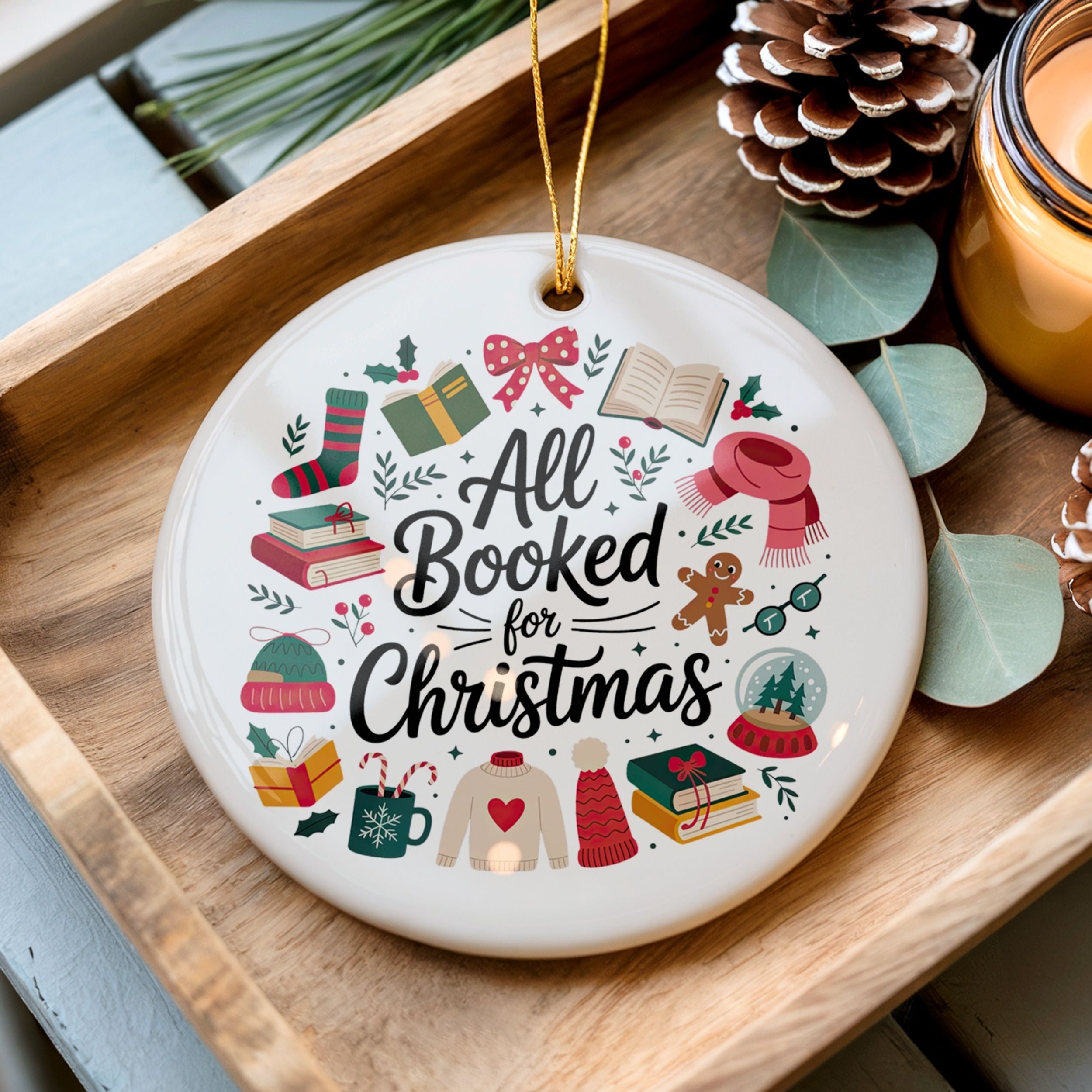 Book Lover Christmas Ornament, Bookish Gift for Book Club Readers, Wholesale Case of 4