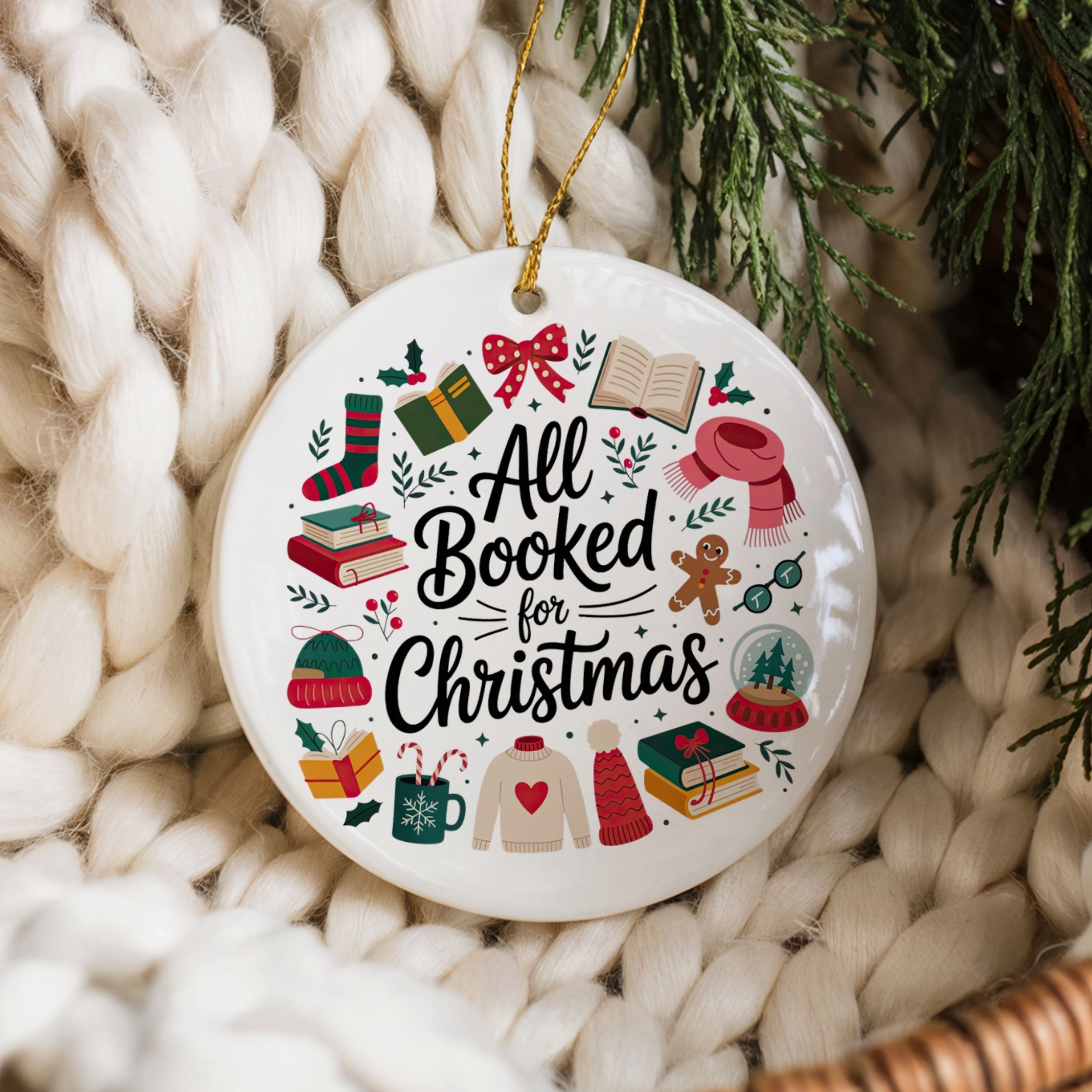Book Lover Christmas Ornament, Bookish Gift for Book Club Readers, Wholesale Case of 4