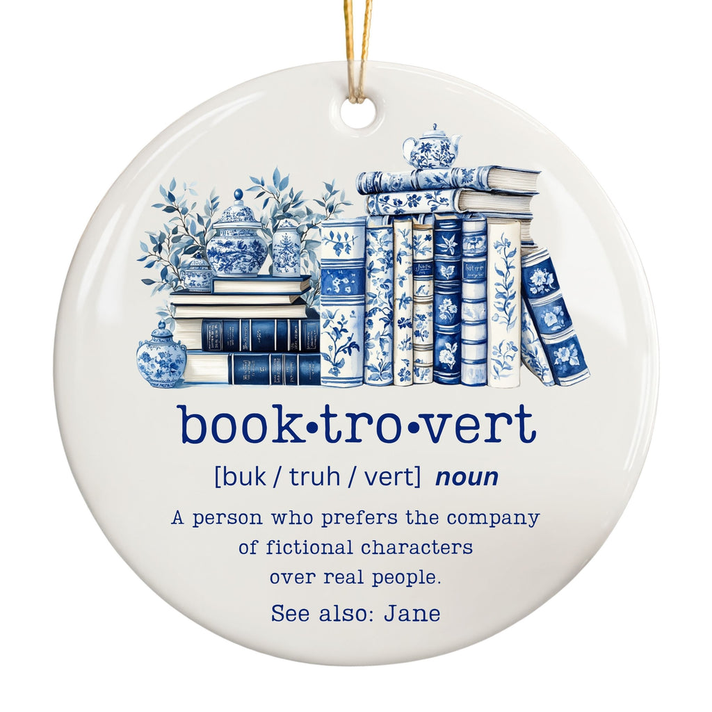 Booktrovert Christmas Ornament, Book Lover Reading Gift