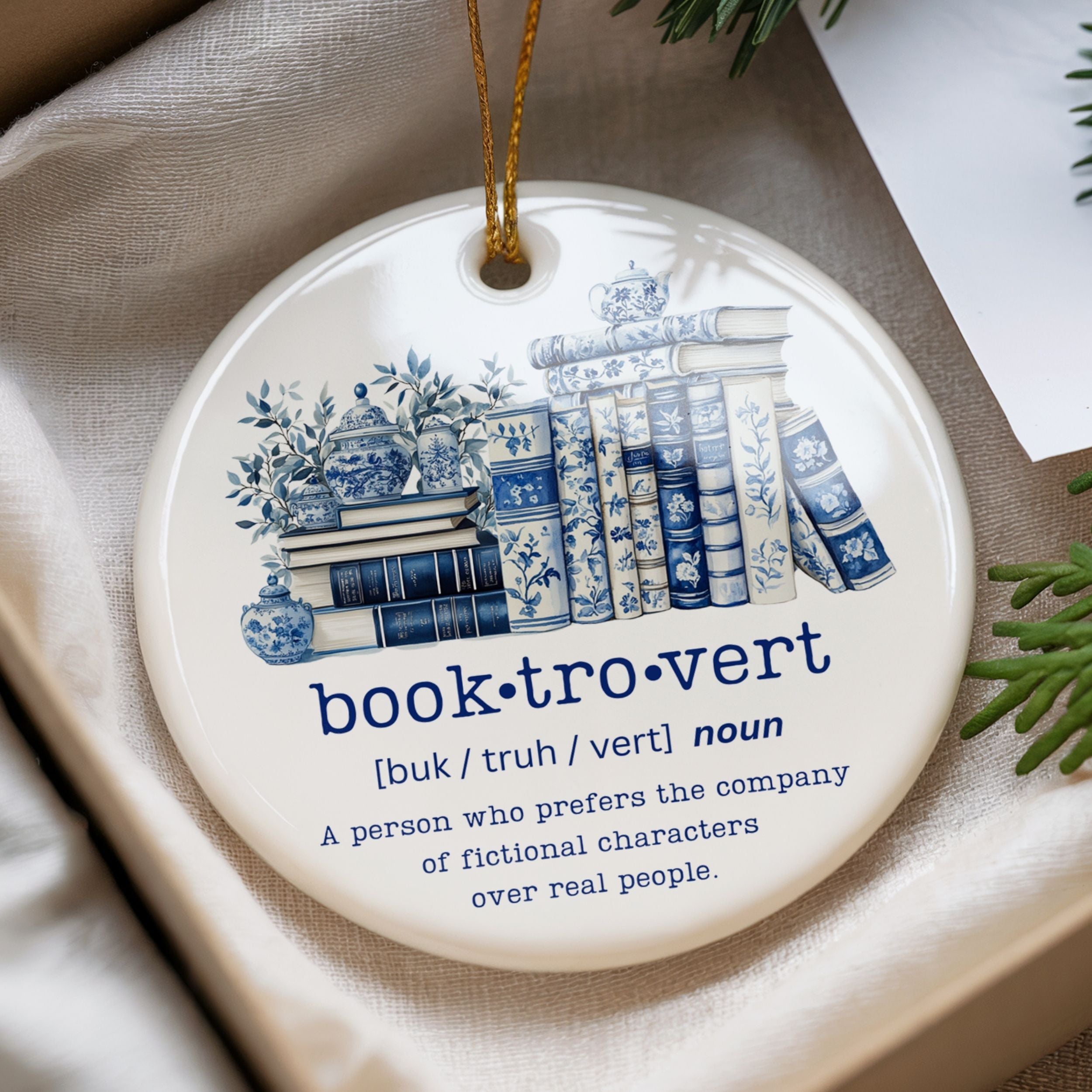 Book Lover Christmas Ornament, Bookish Gift for Avid Reader, Wholesale Case of 4