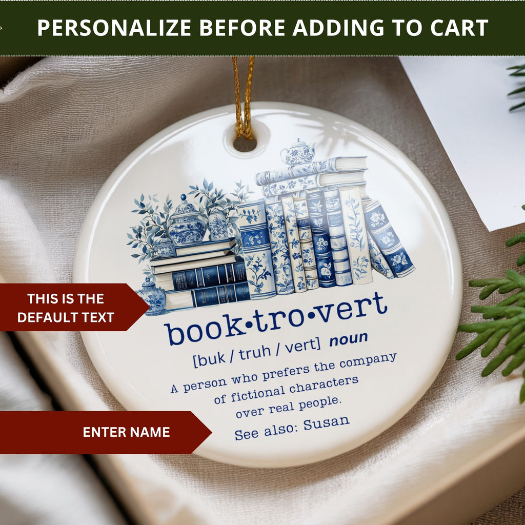 Booktrovert Christmas Ornament, Book Lover Reading Gift
