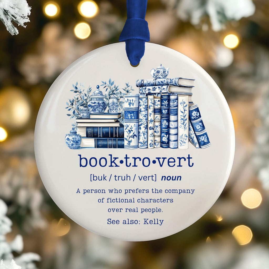 Booktrovert Christmas Ornament, Book Lover Reading Gift