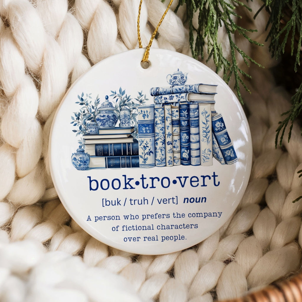 Booktrovert Christmas Ornament, Book Lover Reading Gift